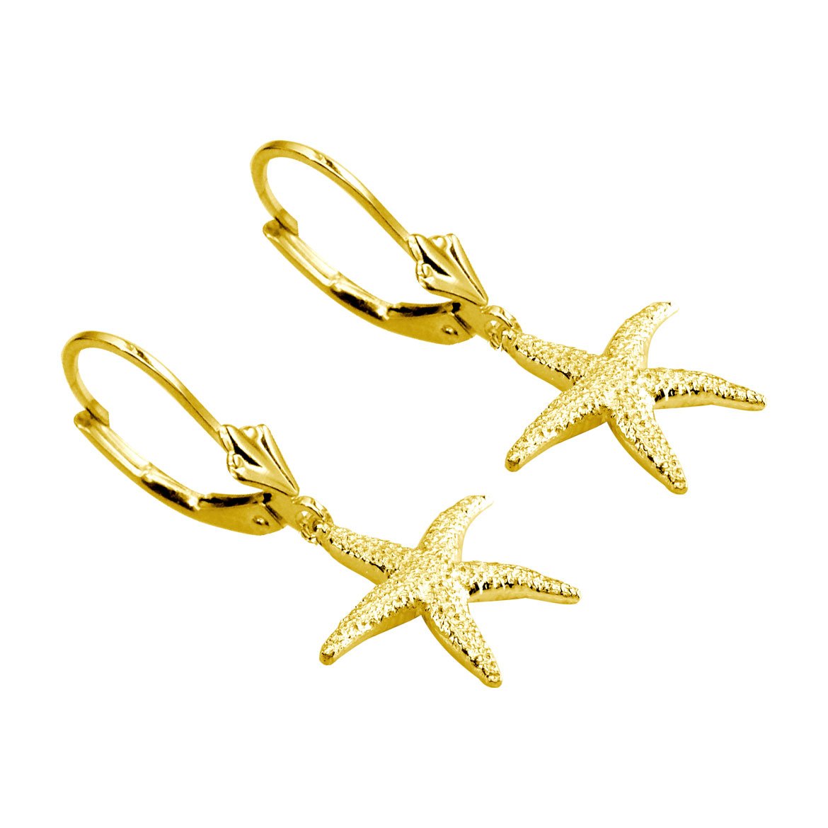 14K Yellow Gold Mini Common Starfish Earrings - Perfect for Beach Vacations, Summer Outfits & Boho Jewelry Lovers