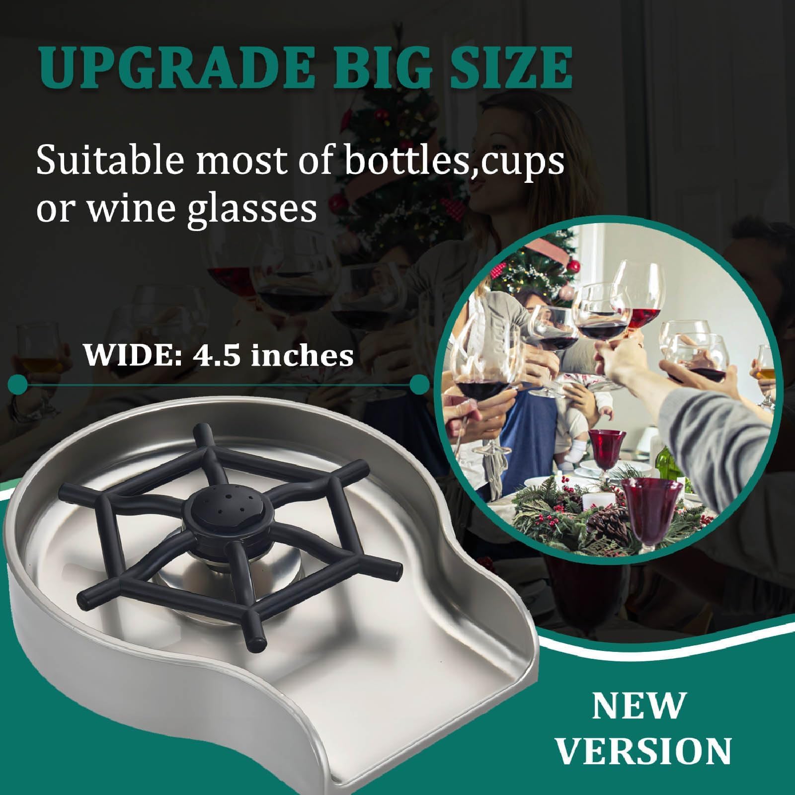 Premium Cup & Glass Washer for Kitchen Sink - Brushed Nickel Stainless Steel Rinser with Upgraded Metal Sprayer Nozzle | Perfect for Wine Glasses, Beer Mugs, Barware & Dish Cleaning | Ideal for Home Kitchens, Wet Bars & Commercial Use