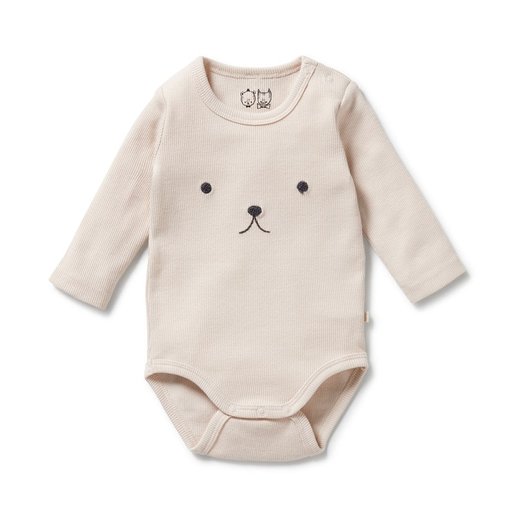 Organic Dusty Rose Ribbed Long Sleeve Bodysuit for Women - Soft Stretchy Comfort Fit, Perfect for Layering, Casual Wear & Maternity Outfits