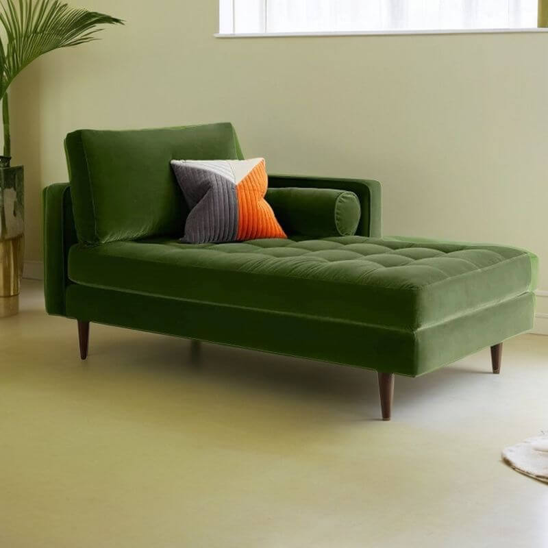 Lime Green Corner Chaise Lounge with 3 Pillows - Detachable Bedroom Sofa for Small Spaces | Perfect for Reading Nook, Guest Room Seating & Apartment Decor