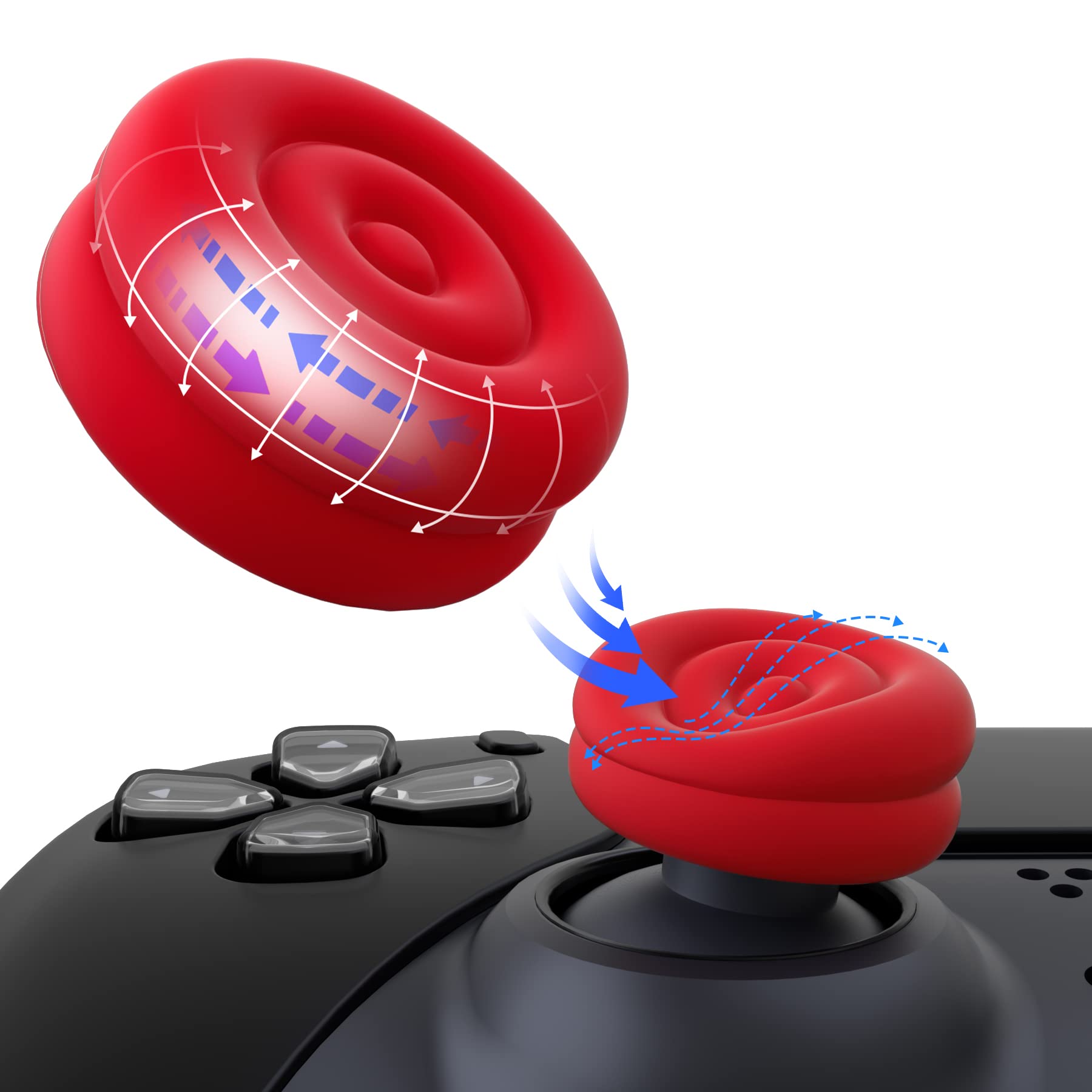 PlayVital Thumbstick Caps for PS5, PS4, Xbox Series X/S, Xbox One/Elite Series 2 & Switch Pro Controller - Analog Stick Grips for Enhanced Gaming Performance (Passion Red) - Perfect for FPS, Racing & Action Games