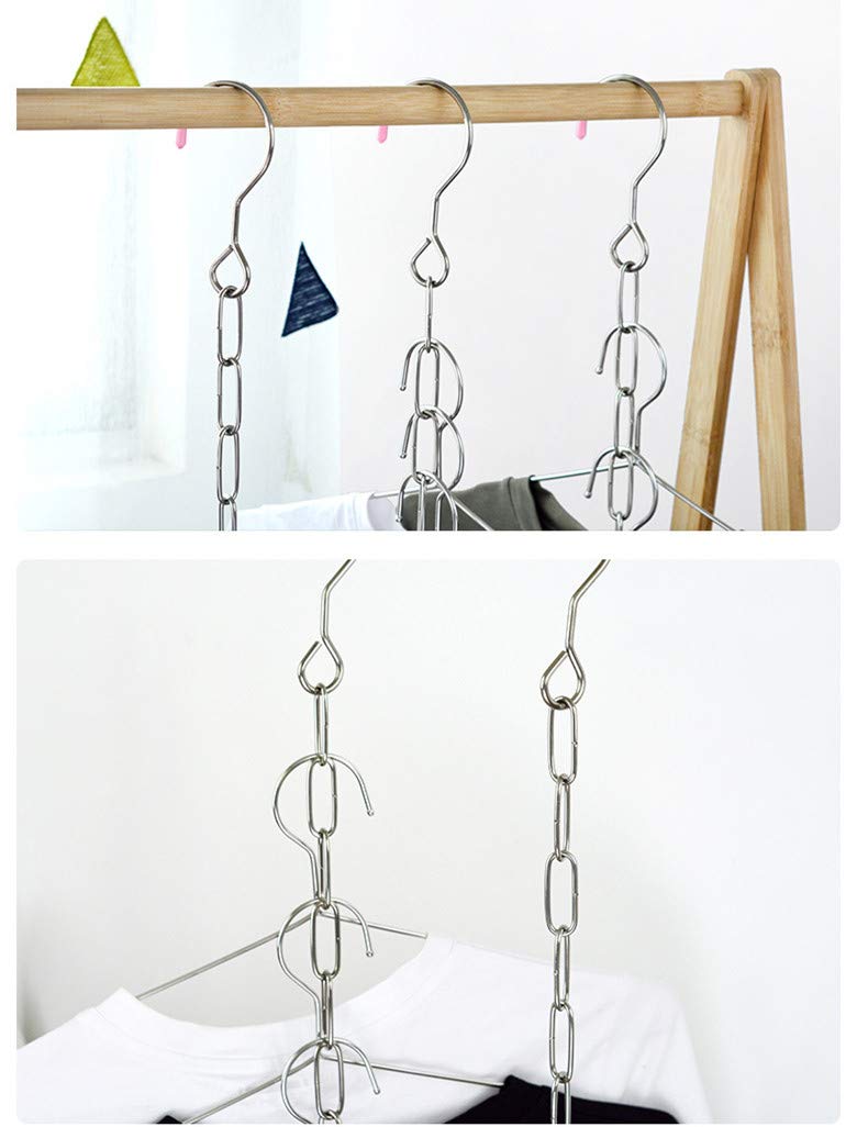 Falytemow 6-Pack Stainless Steel Space Saving Hanger Chains - Magic Closet Organizer with Cascading Design for 80% More Storage Space | Perfect for Small Closets, Dorm Rooms & Apartment Living