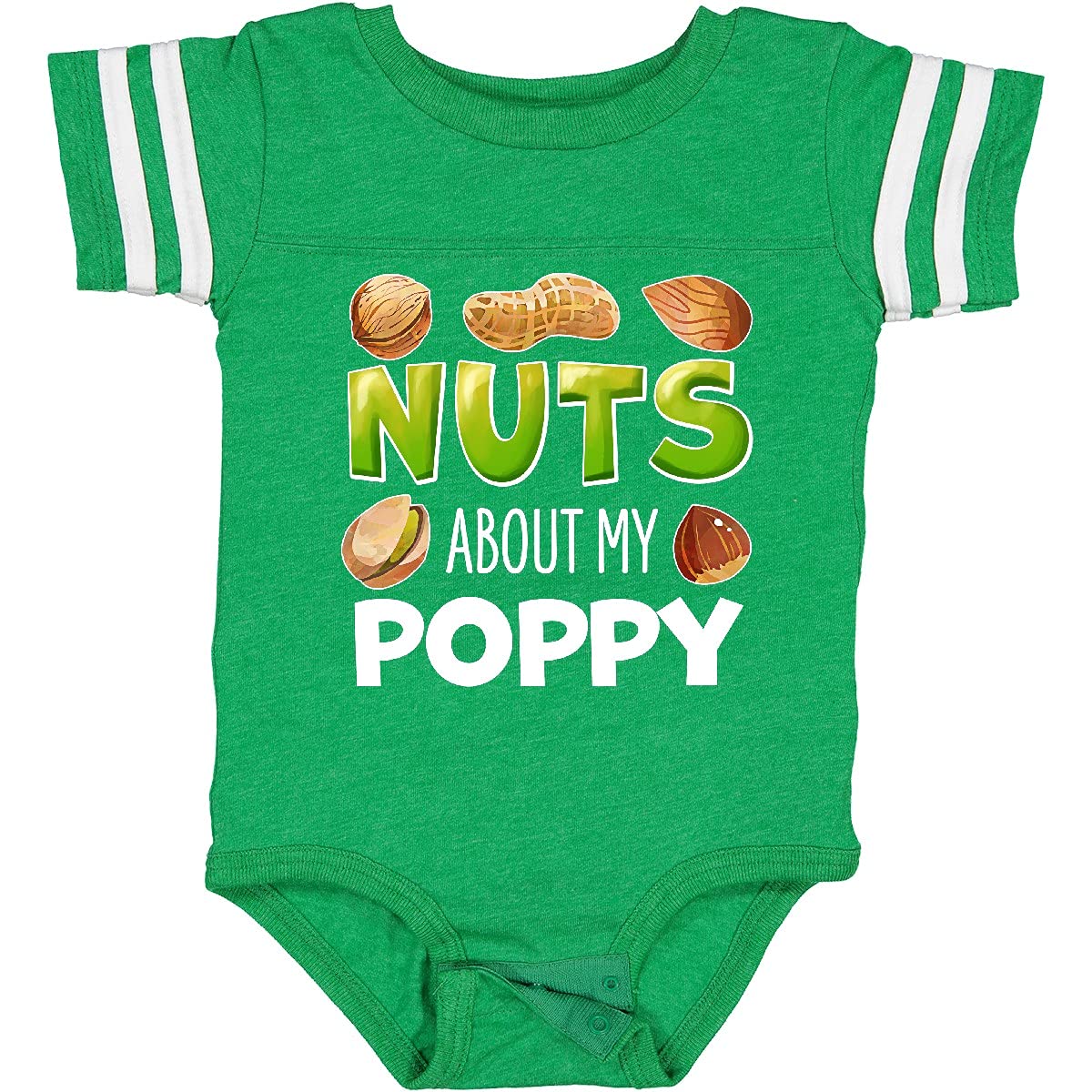 Inktastic Nuts About My Poppy Peanut Almond Pistachio Baby Bodysuit - Cute Organic Cotton Onesie for Infants & Toddlers - Perfect for Family Photos, Holidays & Everyday Wear