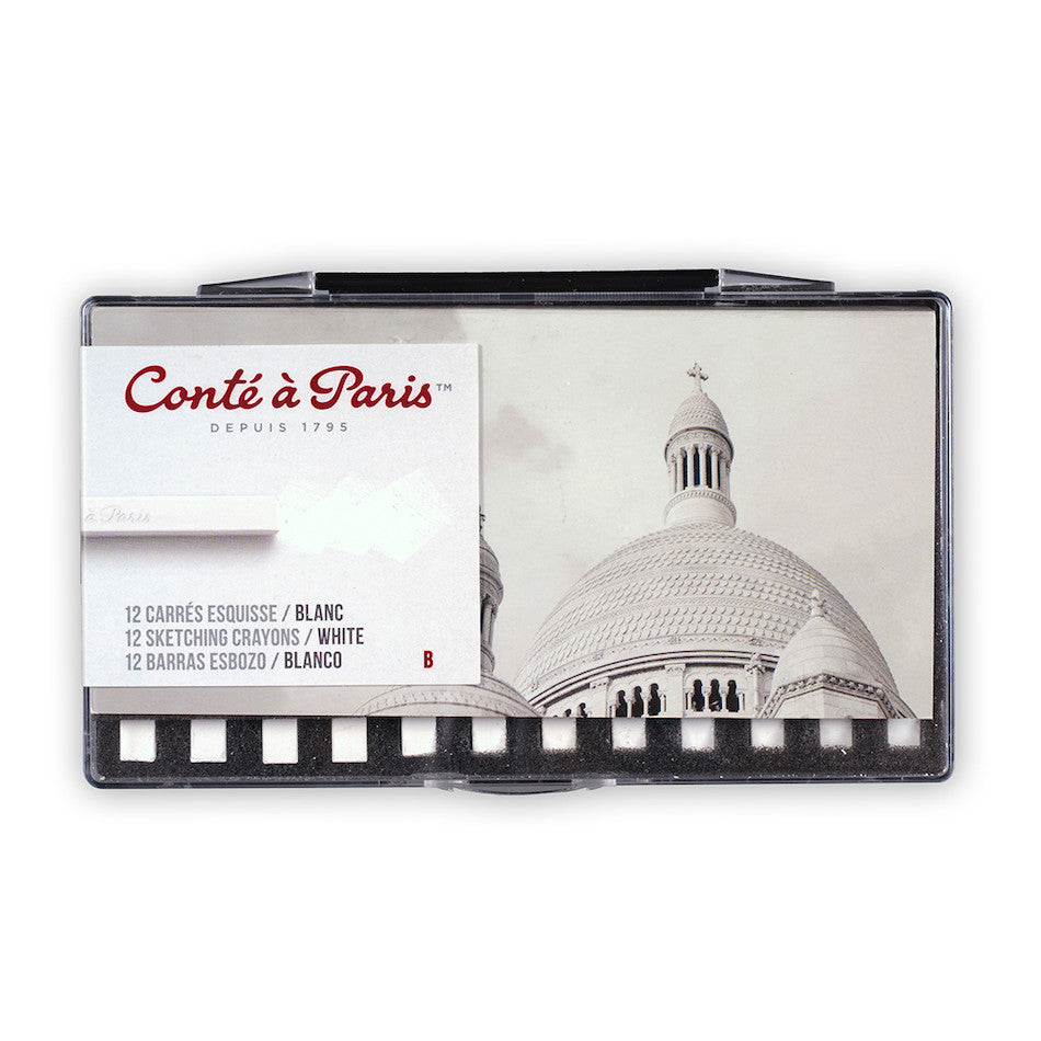 Conté à Paris Carre Sketching Crayons White B Set - Professional Artist Sketching Pencils for Drawing, Shading & Fine Art - Perfect for Beginners, Students & Professional Artists