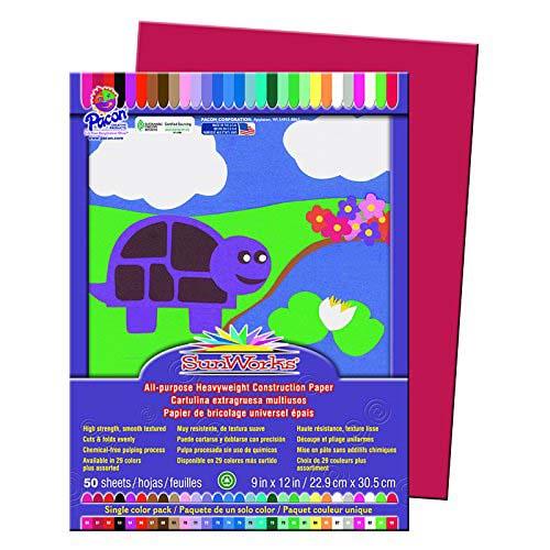 Red Construction Paper 9x12 Inches - 50 Sheets Pack for Kids Crafts, School Projects, and DIY Art