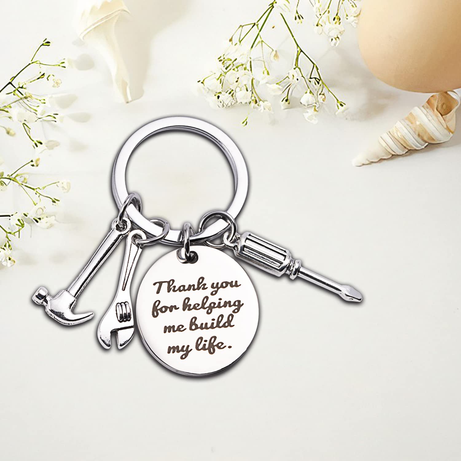Linemoon Thank You Keychain for Dad - Father's Day, Birthday, Anniversary & Christmas Gift from Son or Daughter | Personalized Gifts for Dad | Office, Car & Home Use