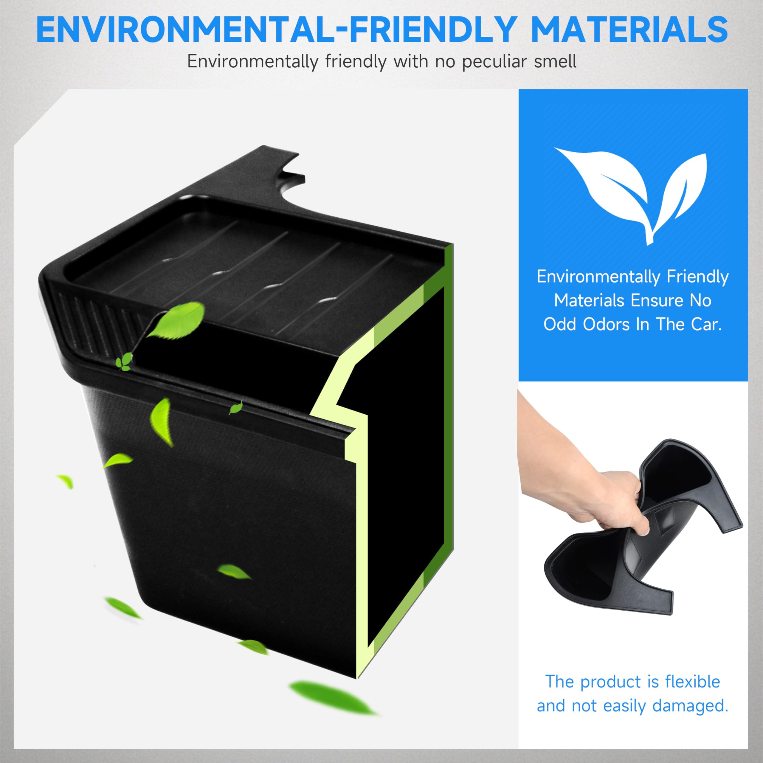 Tesla Model Y Rear Center Console Organizer 2020-2024 - Waterproof TPE Storage Box with Anti-Slip Lid - Car Trash Can & Seat Gap Organizer - Perfect for Road Trips, Family Travel & Daily Commute