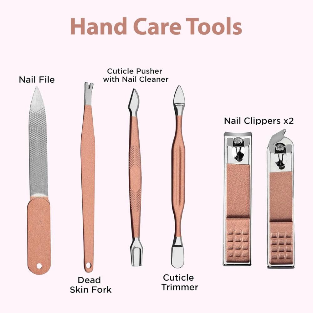 10-Piece Professional Manicure Kit for Women & Men - Nail Clippers, Acne Needle, Blackhead Remover Tools | Rose Gold Travel Grooming Set | Perfect Gift for Her & Him | Home, Travel & Salon Use
