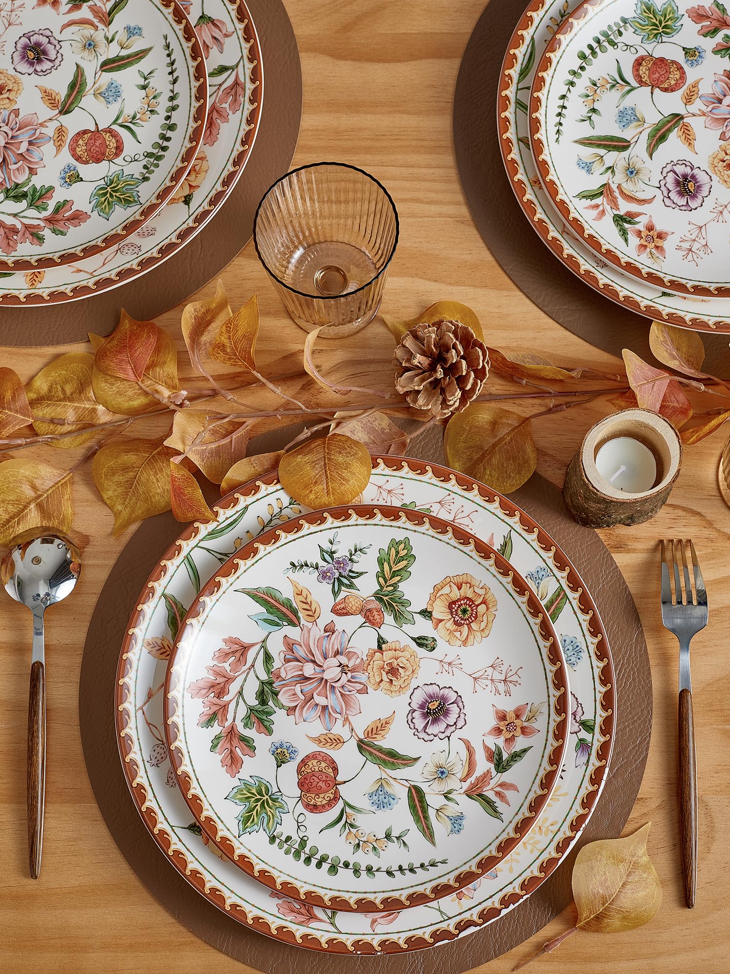 Bico Blooming Moment 8.75 Inch Salad Plates Set of 4 - Microwave & Dishwasher Safe Appetizer Dishes for Dining, Entertaining & Everyday Use