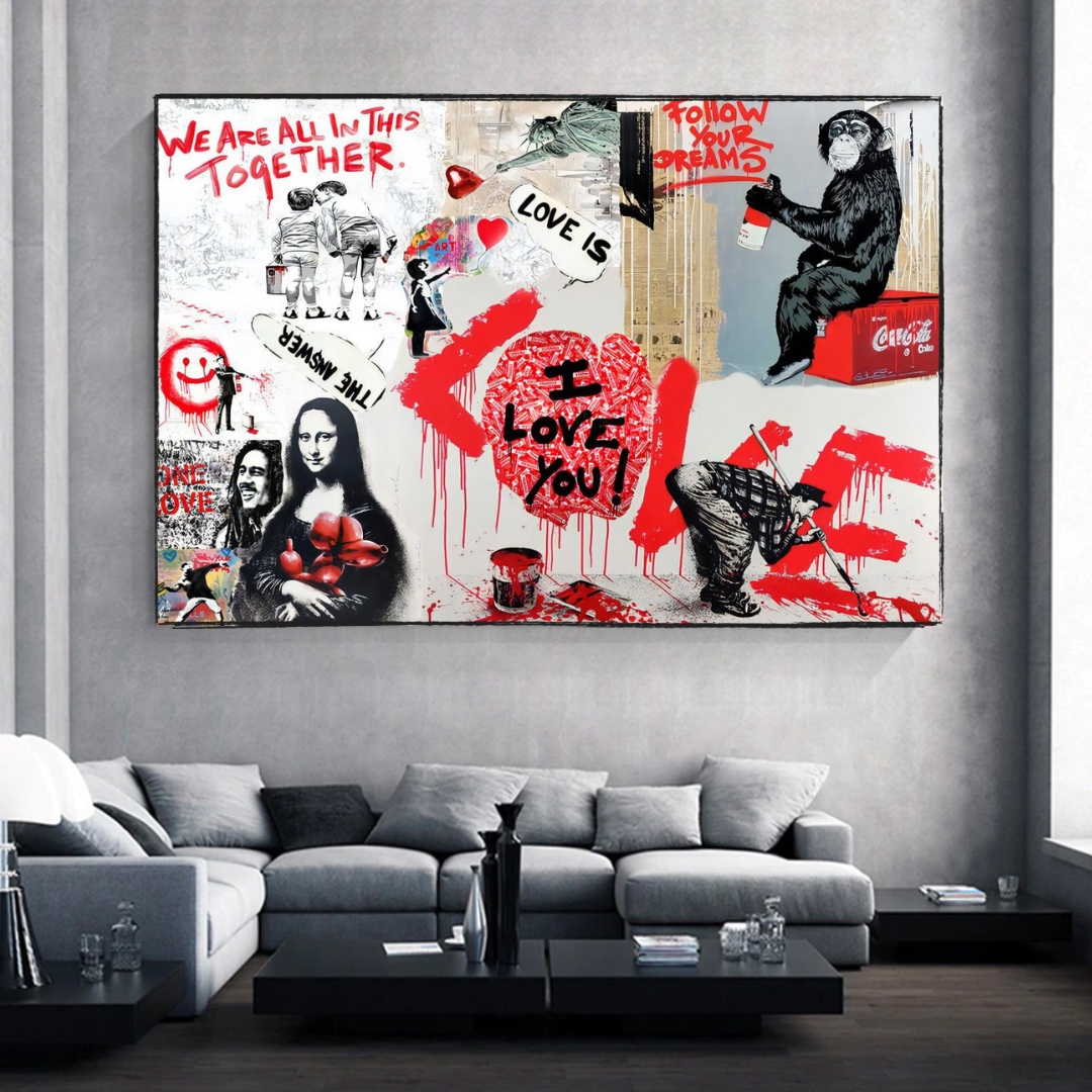 Banksy 'We Are All in This Together' Canvas Wall Art - Modern Home Decor for Living Room, Bedroom & Office