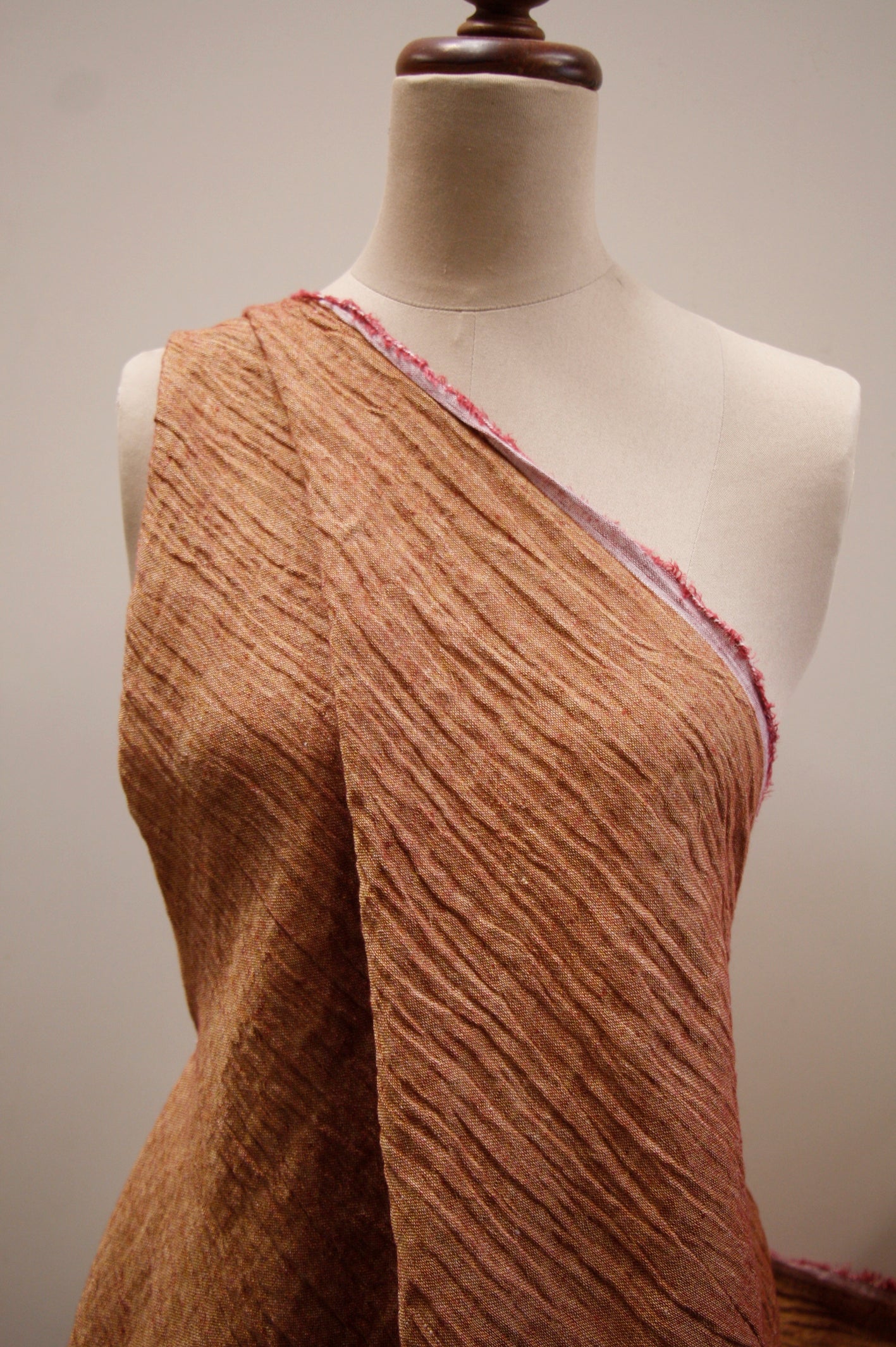 Stylish Burnt Orange Crinkle Linen Fabric - Perfect for Home Decor, DIY Crafts & Fashion Accessories