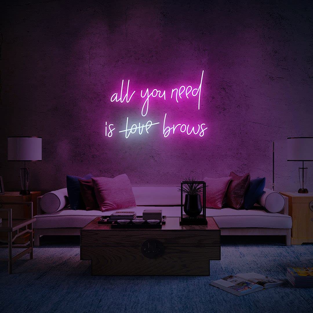 Vibrant Brows Neon Sign - Wall Decor for Bedroom, Home, Wedding & Party | Aesthetic Room Lighting for Bathroom & Kitchen | Perfect for TikTok Backdrops & Instagrammable Spaces