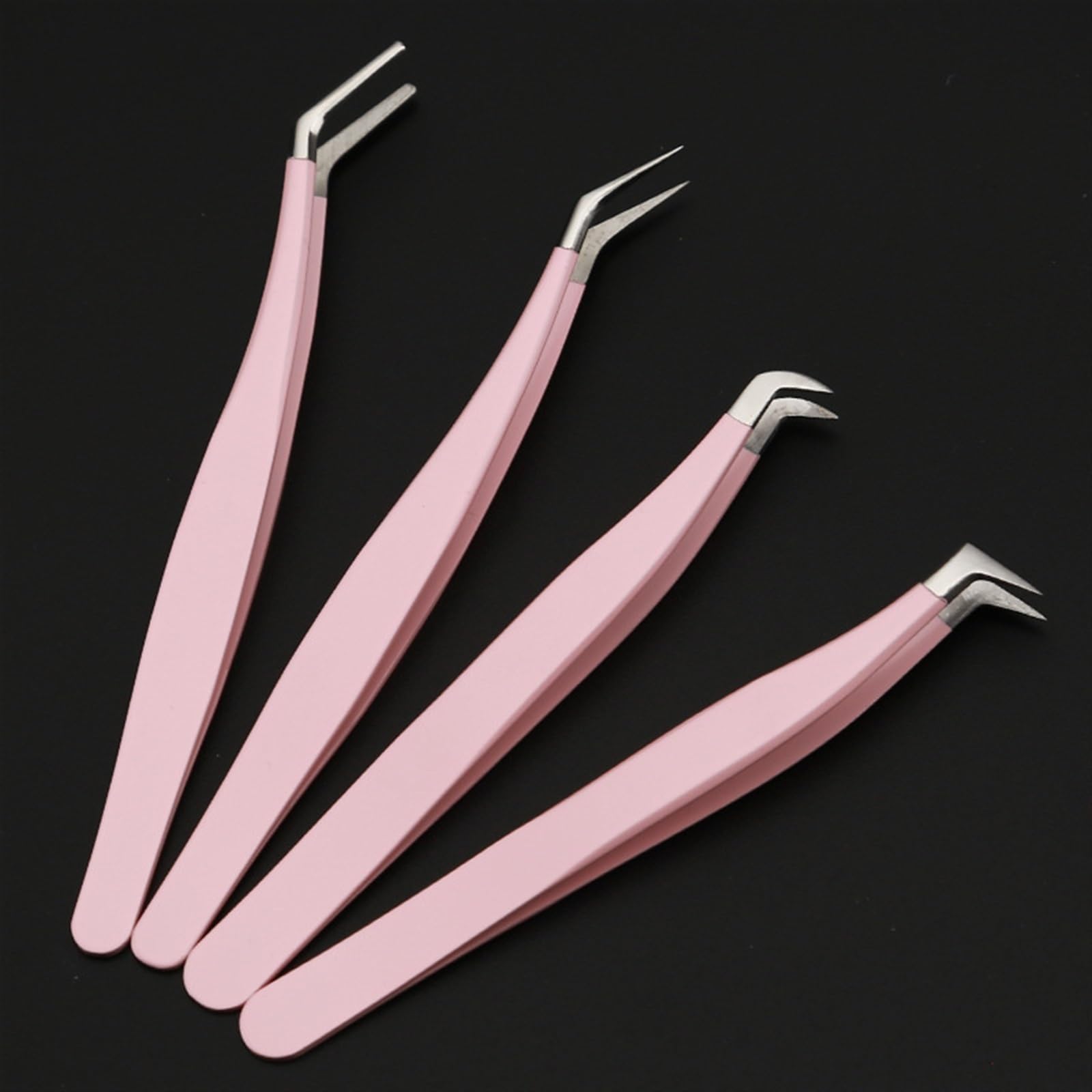 Professional Pink Eyebrow & Eyelash Tweezers Set - Precision Hair Removal & False Lash Extension Tools with Nail Clip | Perfect for Salon, Home Makeup, and DIY Beauty Care