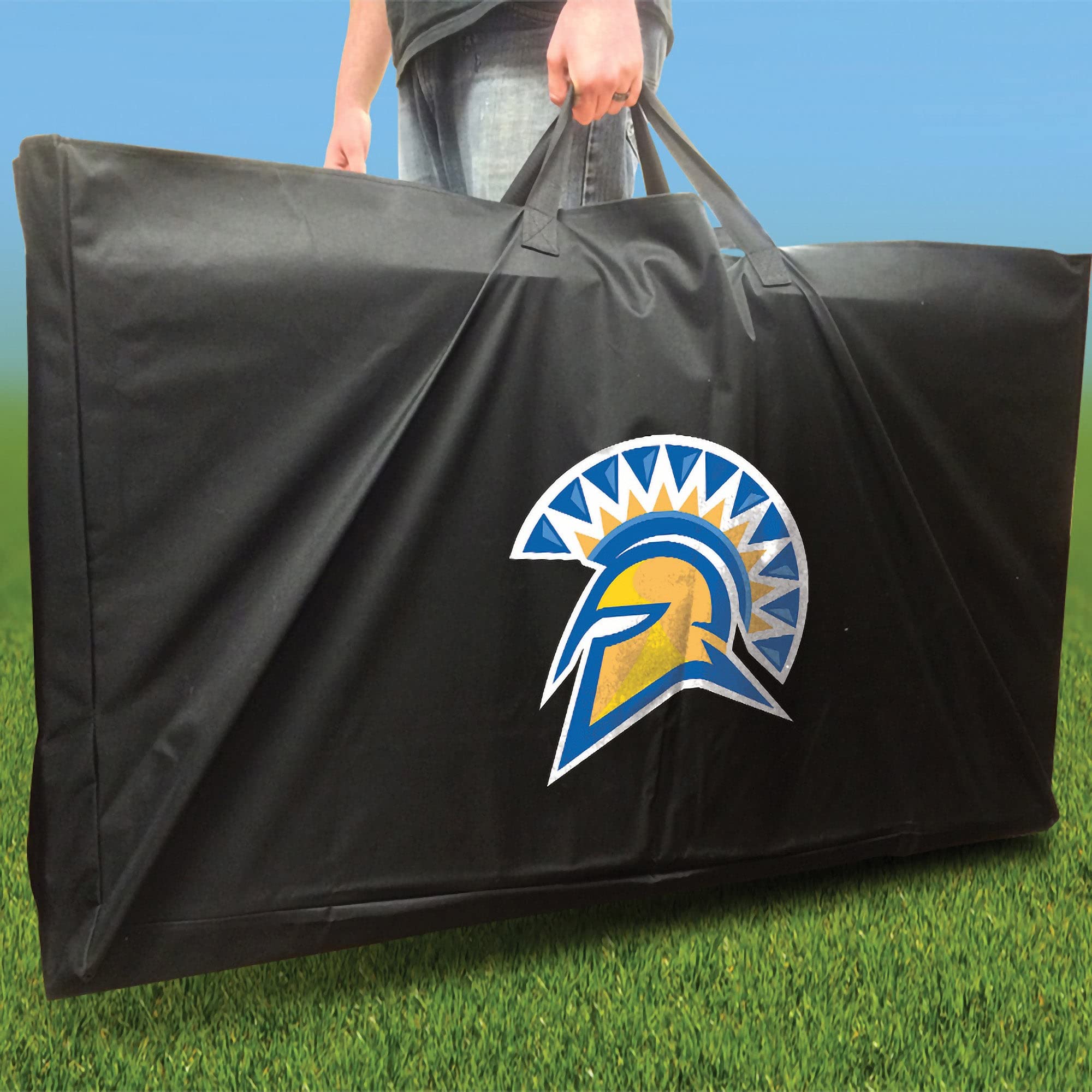 Skip's Garage San Jose Jersey Cornhole Board Set - Custom Team Logo Design - Regulation Size Cornhole Game for Backyard, Tailgating & Outdoor Parties