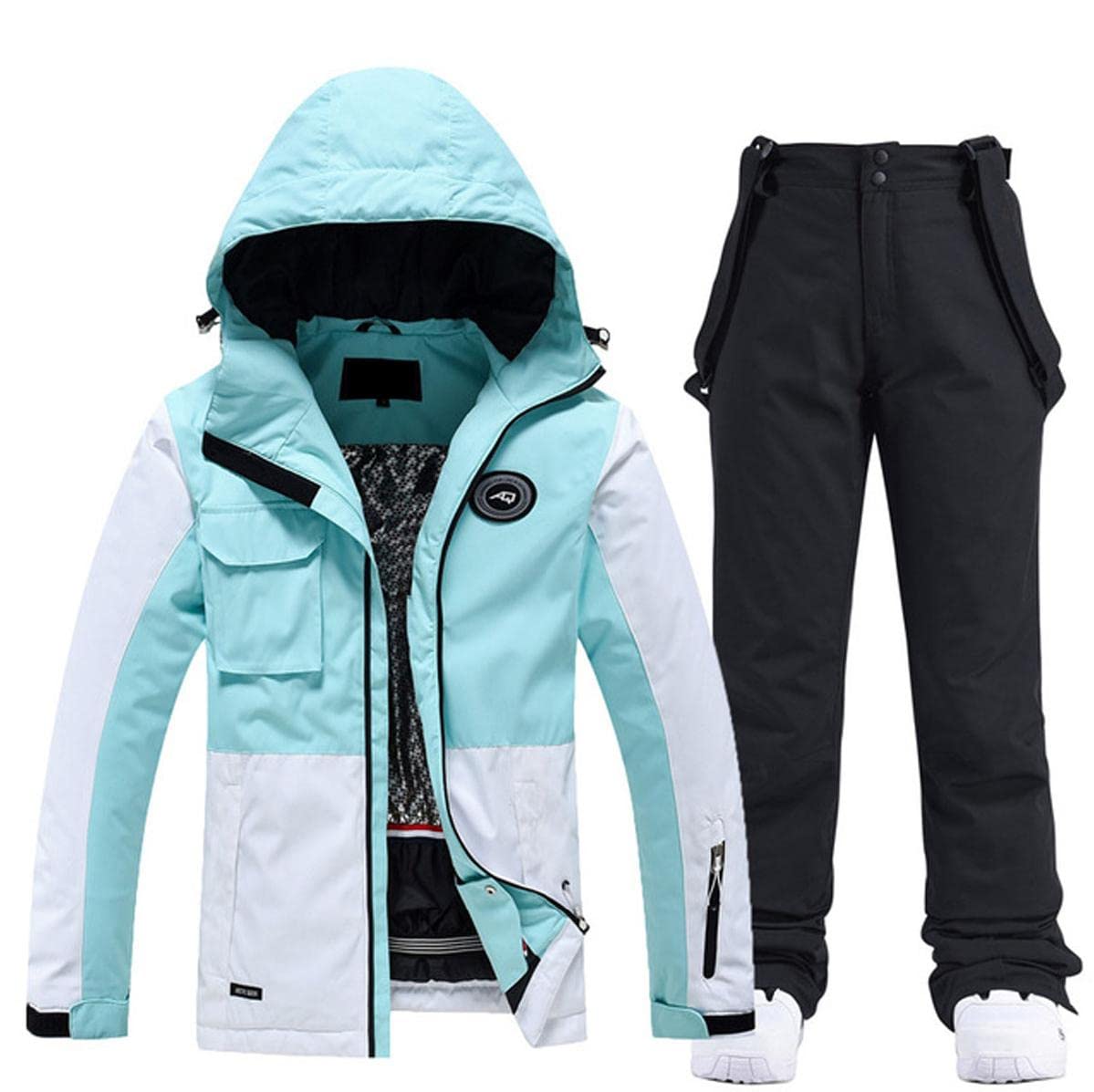 Women's Waterproof Windproof Ski Jacket & Pants Set - Thermal Hooded Snowsuit for Skiing, Snowboarding & Winter Outdoor Activities