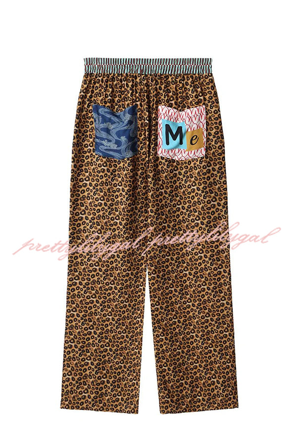 Tropical Jungle Tiger Print Long Sleeve Loose Shirt & Elastic Waist Pants Set - Stylish Animal Print Outfit for Women, Casual Wear, Vacation Outfits, and Street Fashion