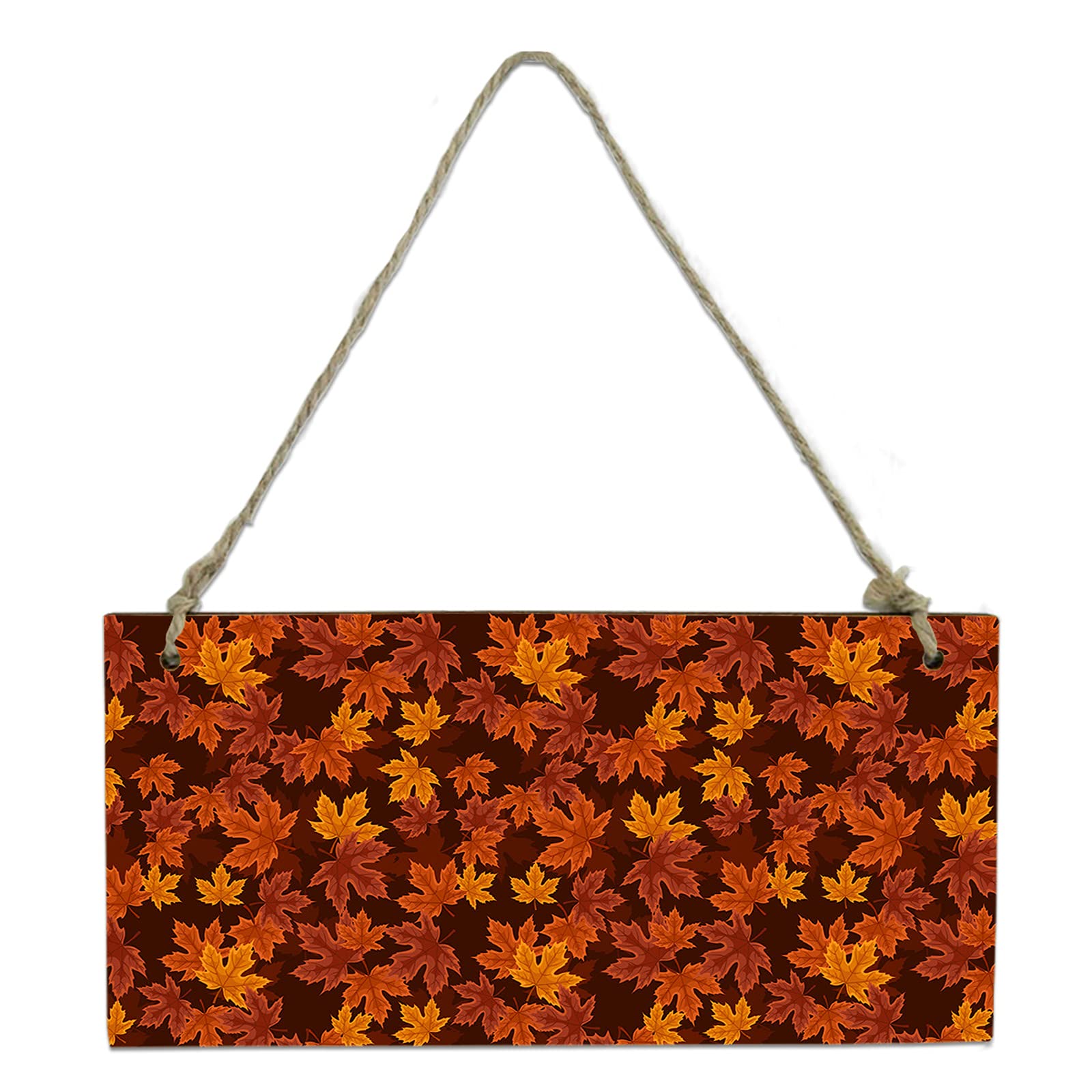 Thanksgiving Wooden Plaque Sign - Autumn Maple Leaf Farmhouse Door Hanging Decor, 8x4 Inch Fall Orange Wood Sign Board with Rope for Porch, Wall, Home - Perfect for Seasonal Holiday & Farmhouse Decor