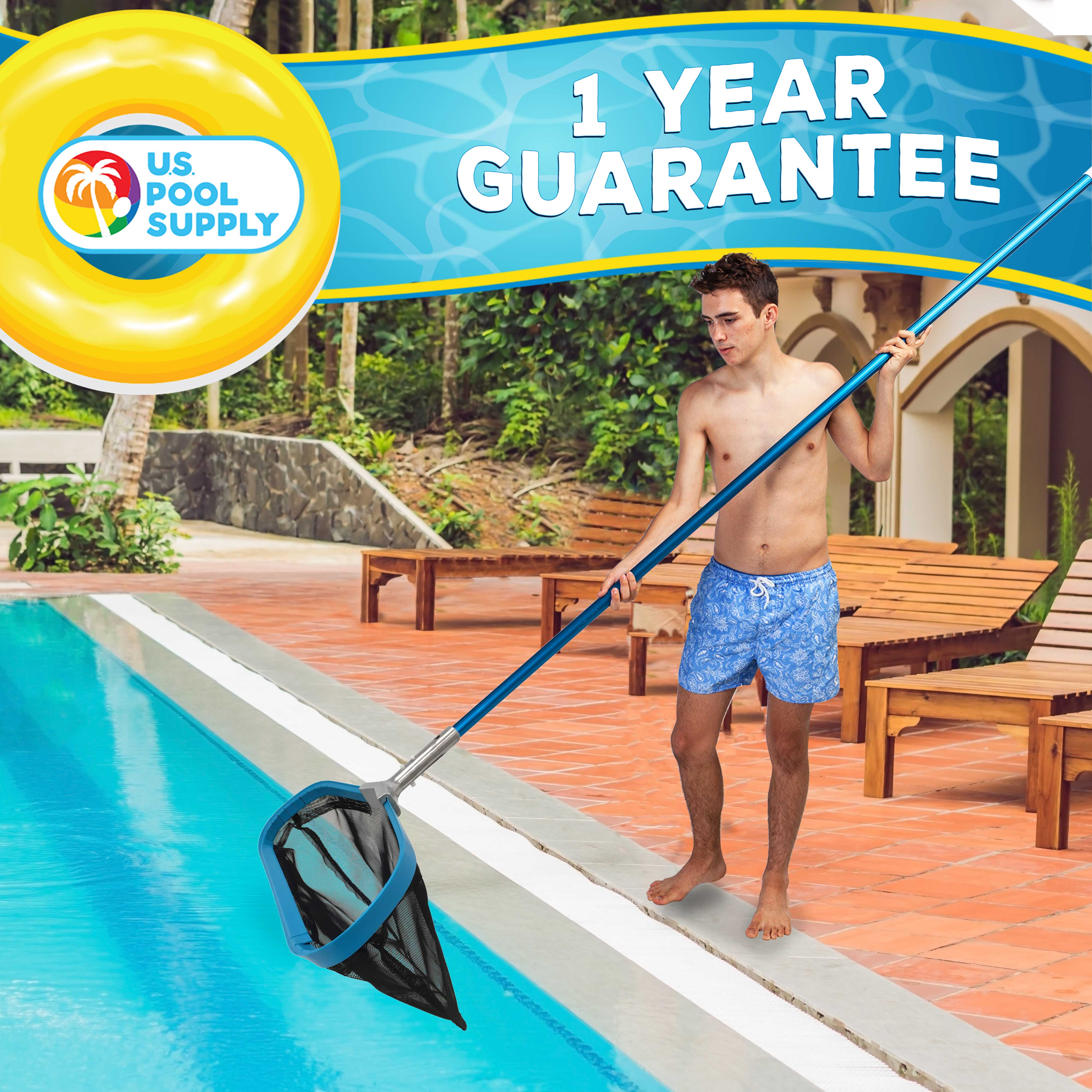 Professional Heavy Duty 19-Inch Swimming Pool Leaf Skimmer Rake with Reinforced Aluminum Frame - Deep Net Bag for Commercial & Residential Pools | Durable Pool Cleaning Tool for Leaves, Debris & Maintenance