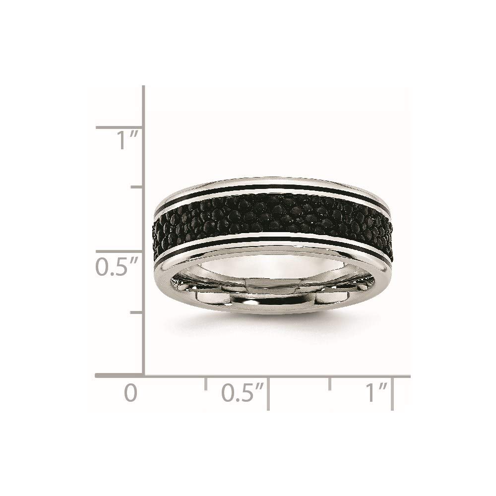 8mm Stainless Steel Stingray Textured Ring for Women - Hypoallergenic Durable Jewelry Gift for Her - Perfect for Everyday Wear, Date Nights & Special Occasions