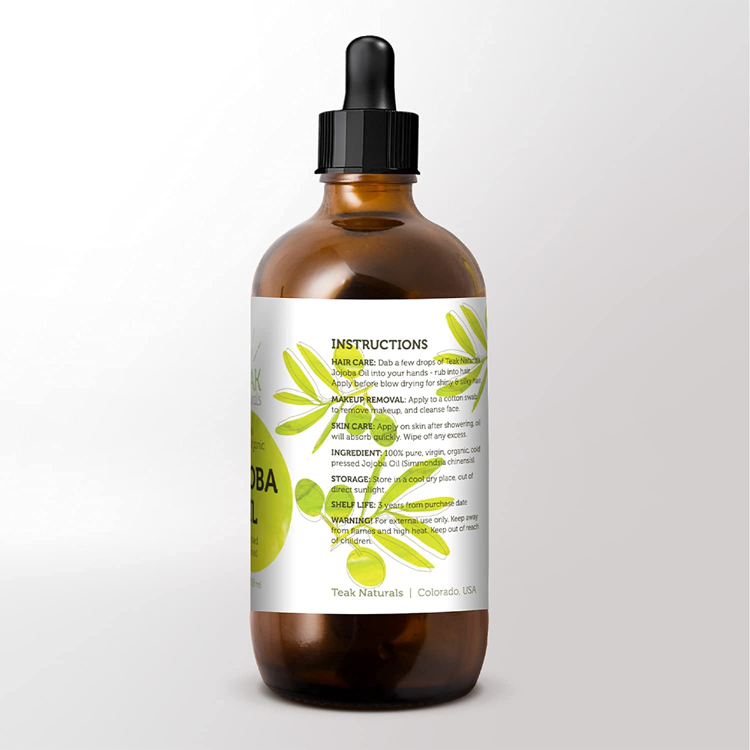 Organic Cold Pressed Jojoba Oil - 100% Pure & Unrefined Moisturizer for Skin, Hair & Nails - 4oz Natural Hydrating Treatment for Face, Body & Cuticles - Perfect for DIY Beauty & Massage Therapy