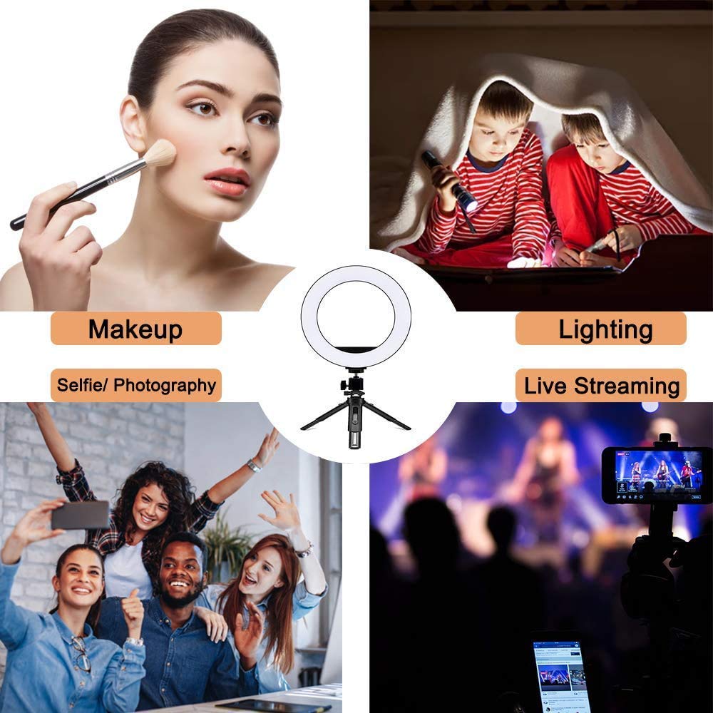 ROYAUX 10 Inch LED Ring Light with 3 Adjustable Modes - Dimmable Selfie Light with Tripod Stand & Phone Holder for Photography, Makeup, YouTube Videos & Live Streaming