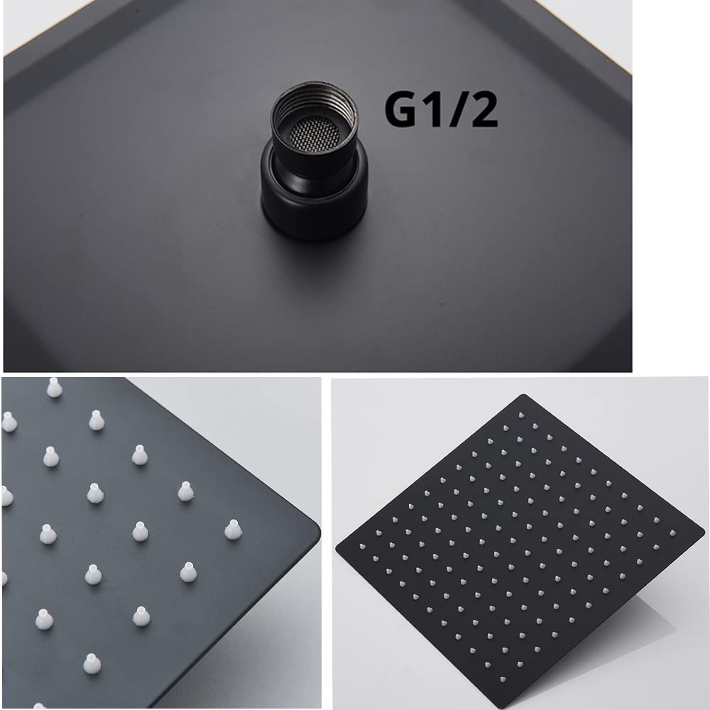 Matte Black 3-Handle Tub Shower Faucet System - High Flow Rain Shower Head & Handheld Spray Combo with Wall Mount Trim Kit & Valve | Perfect for Modern Bathroom Renovations & Spa-Like Shower Experience