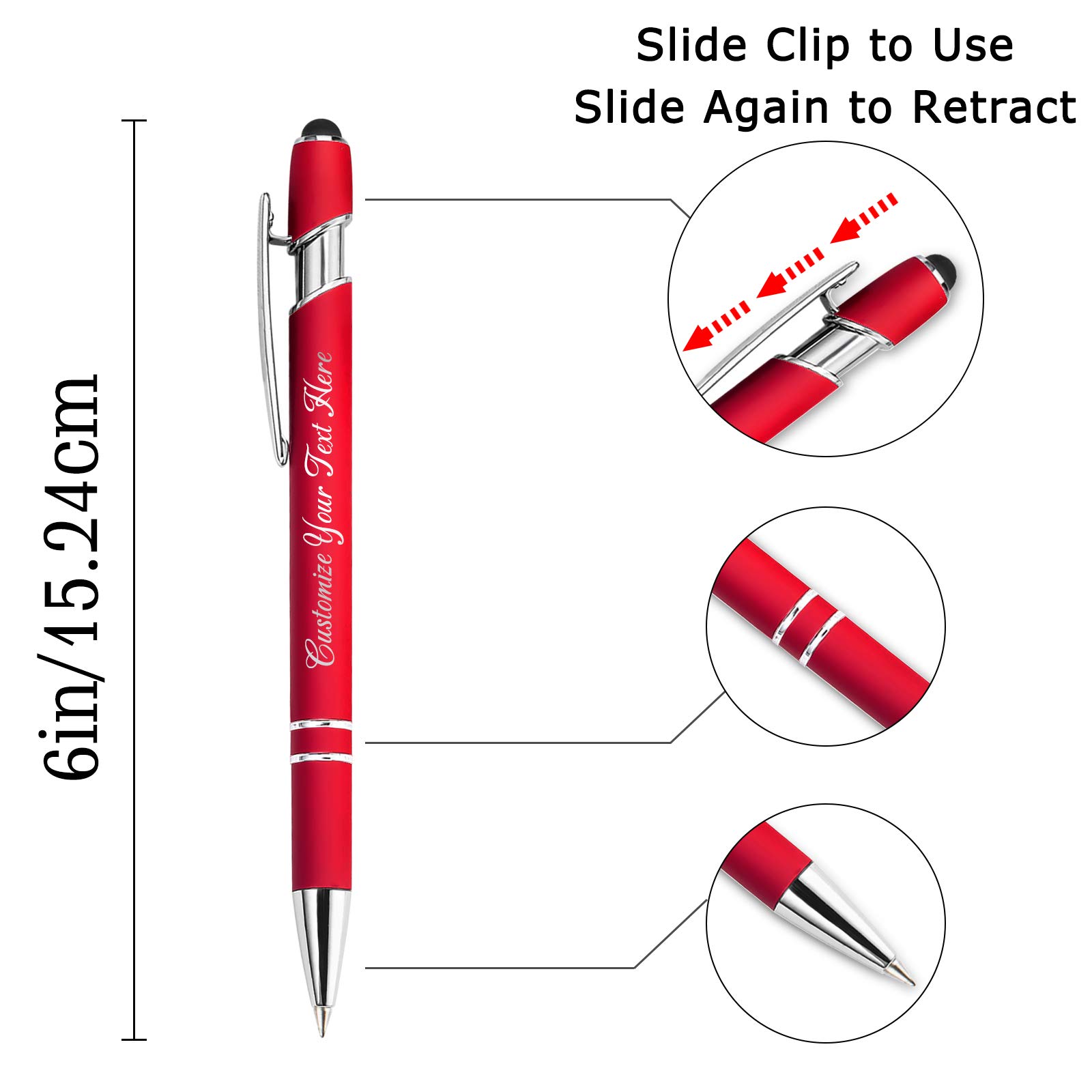 300 Pack Personalized Custom Engraved Ballpoint Pens with Stylus Tip - Bulk Office Pens with Name/Message - Medium Point Black Ink - Perfect for Birthday, Graduation Gifts for Men & Women - Ideal for Office Use, Business Promotions & Corporate Events
