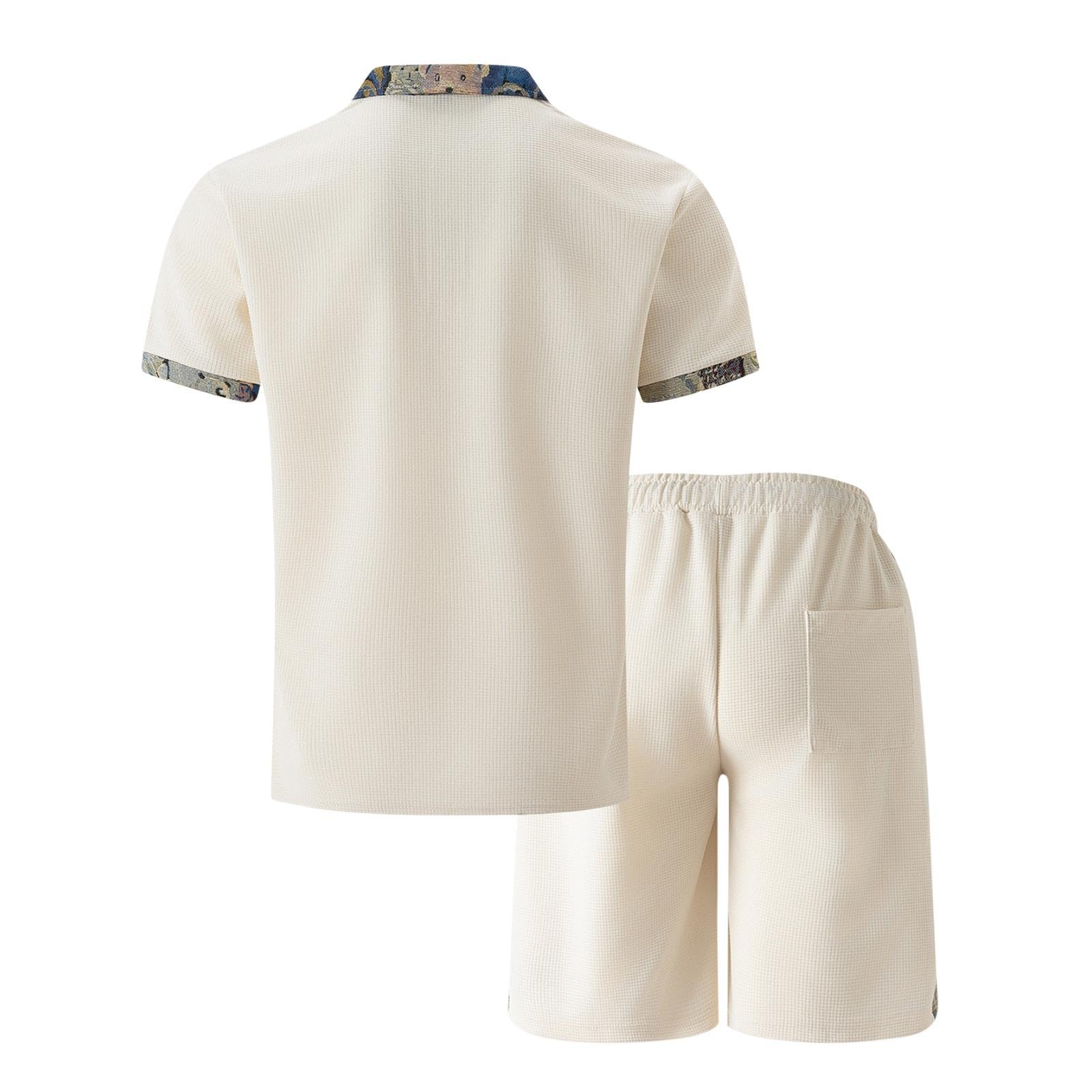 Men's Waffle Polo Shirt & Shorts Set - 2 Piece Summer Casual Outfit, Short Sleeve Sportswear for Gym, Running & Outdoor Activities | Breathable & Comfortable Tracksuit
