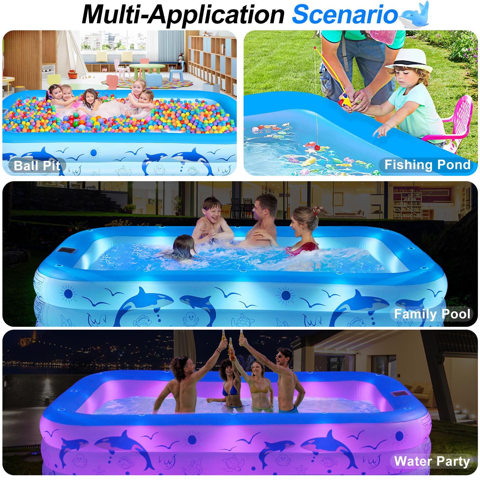 Solar-Powered Inflatable Pool with LED Lights – 105