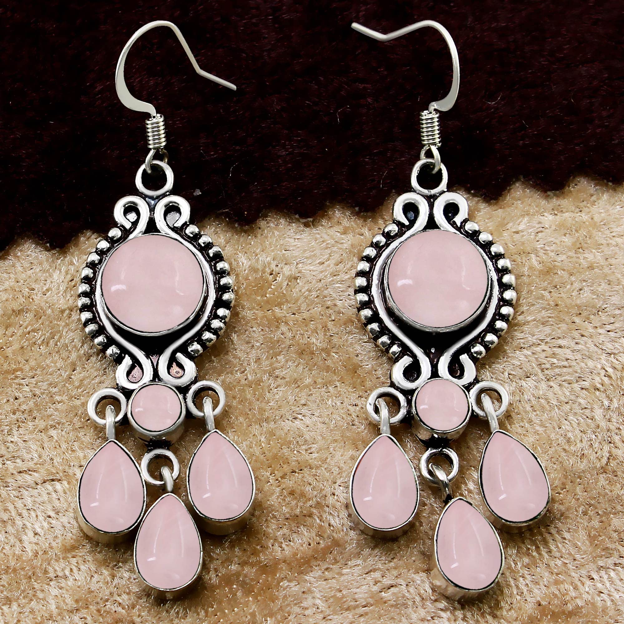 13.65ct Natural Round Gemstone Earrings for Women - Handmade Boho Dangle Jewelry for Wife & Girlfriend - Perfect Birthday & Anniversary Gifts