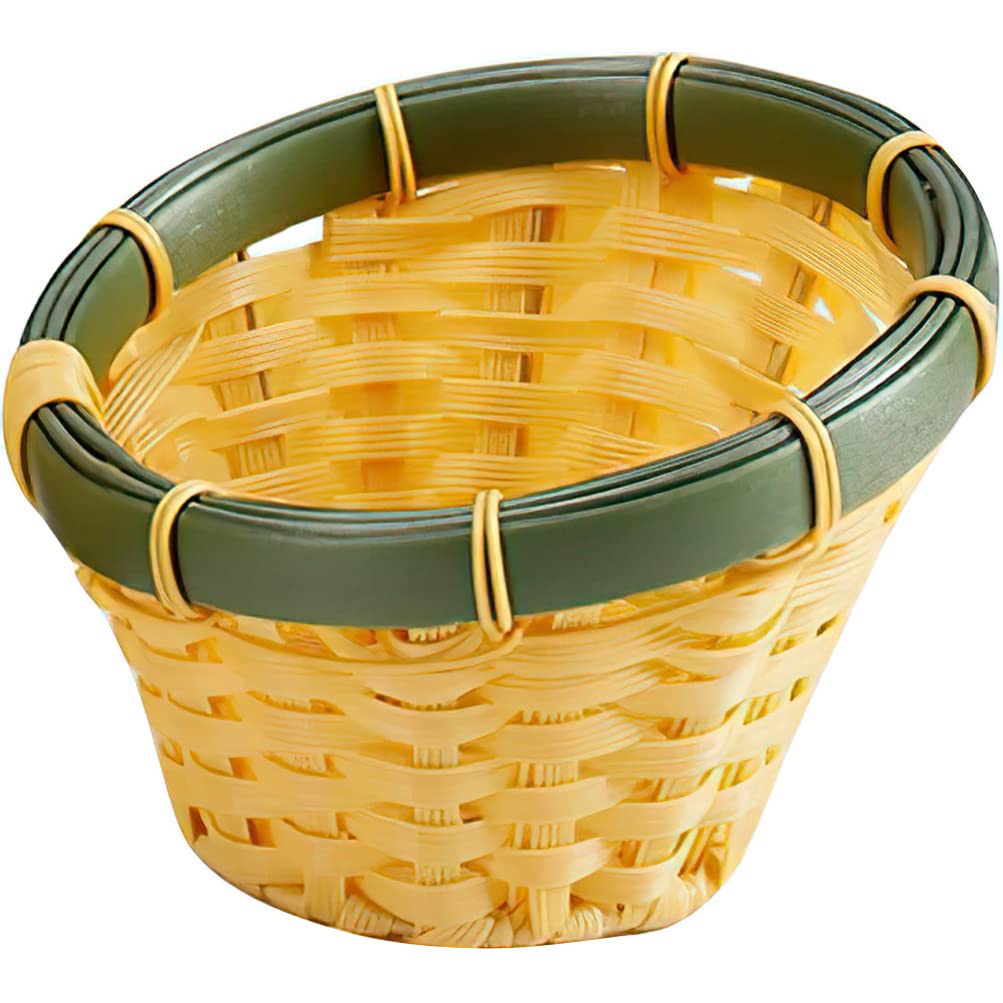 Handwoven Wicker Bread Basket - Imitation Bamboo Home Decor for Dining Table, Wedding Centerpiece, Fruit & Flower Storage | Rustic Farmhouse Kitchen Accent