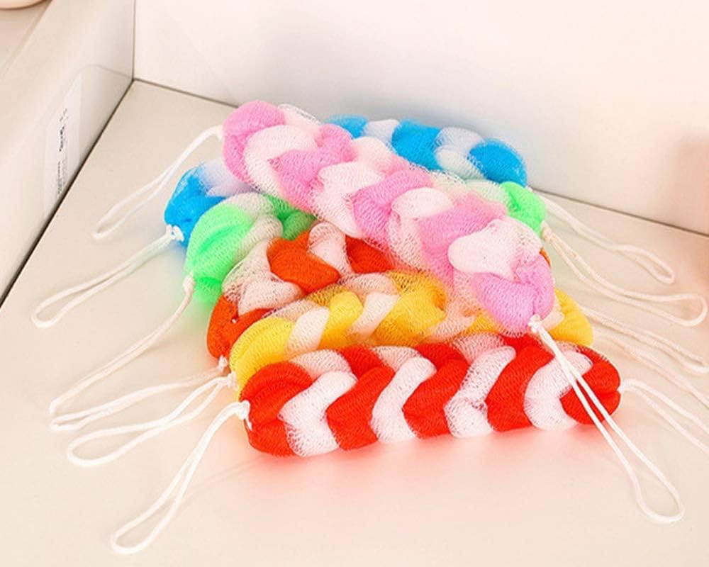 WISDOM 8-Pack Colorful Mesh Loofah Sponges for Kids & Adults - Reusable Shower Pouf, Bath Ball Scrubber for Gentle Exfoliation - Perfect for Daily Shower, Spa Day & Gift Giving