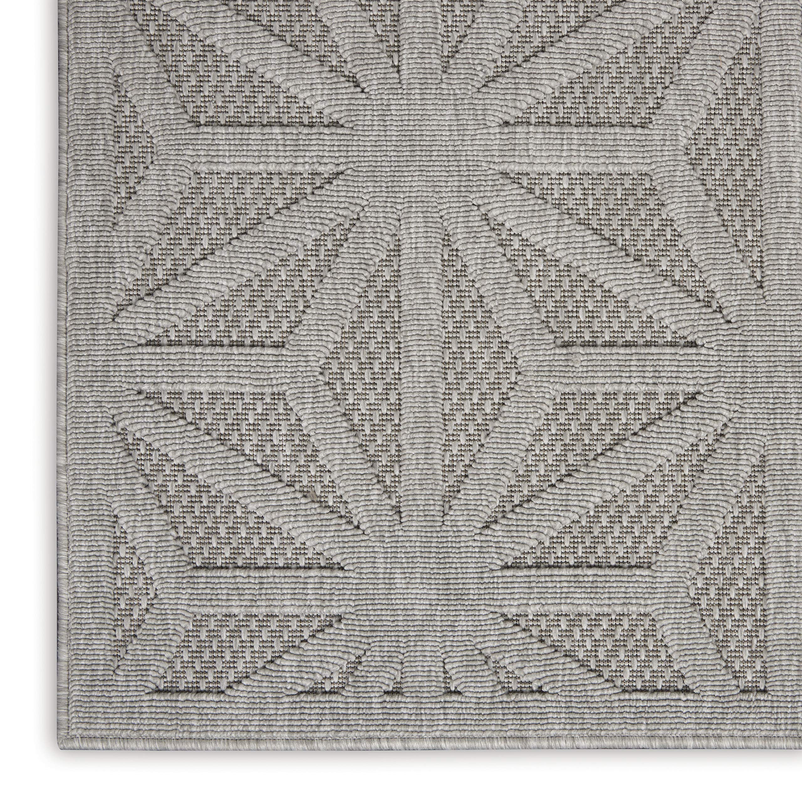 Nourison Palamos 9x12 Light Grey Indoor Outdoor Area Rug - Easy Clean, Non-Shedding, Stain Resistant - Perfect for Living Room, Bedroom, Dining Room, Patio & Deck Decor