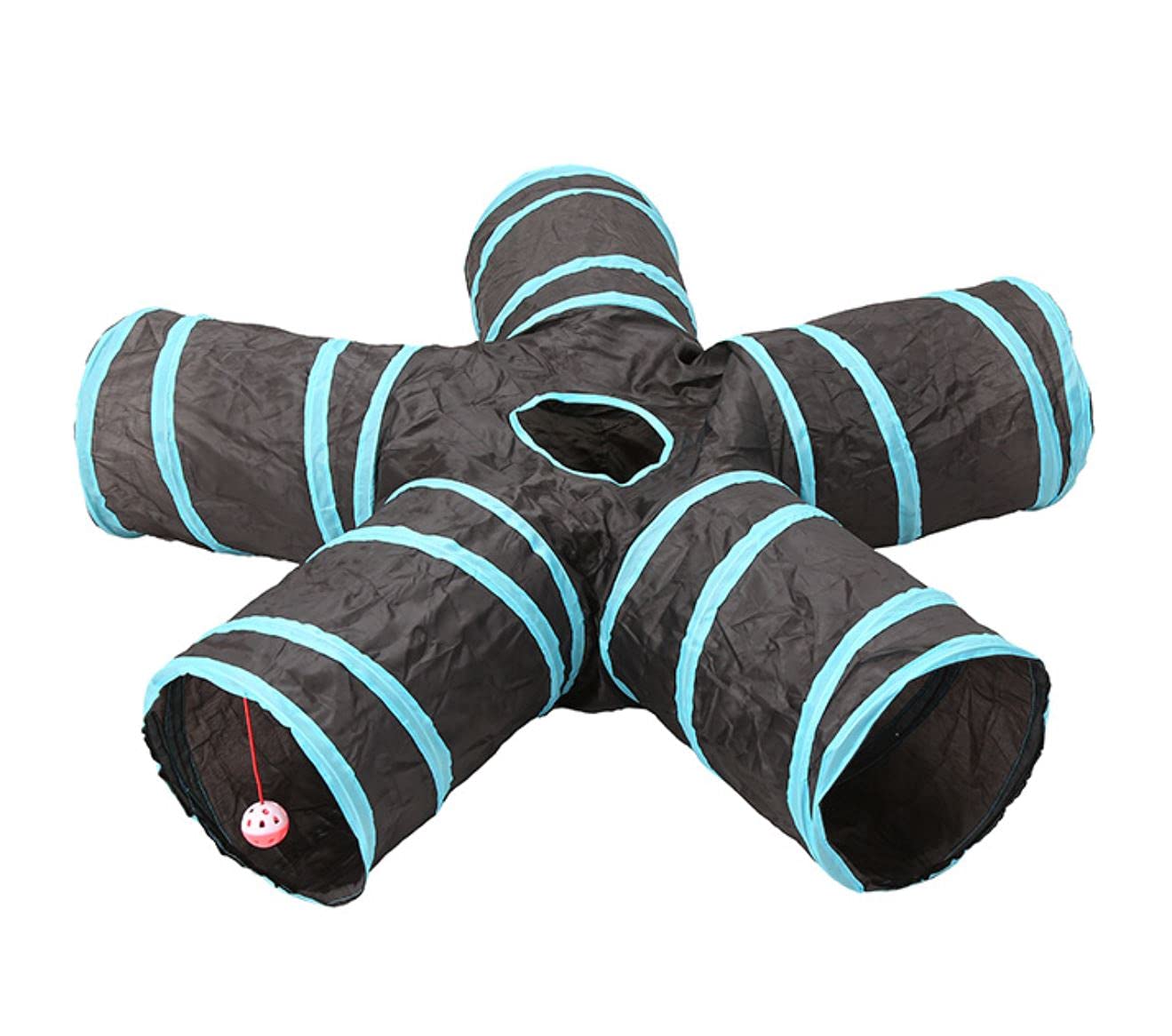 ACHEVEEPET 5-Way Collapsible Cat Tunnel Toy - Interactive Play Tent with Bell & Peek Holes for Indoor Kittens & Small Dogs | Fun Maze Design for Playtime & Exercise | Perfect for Home, Apartment & Pet Training