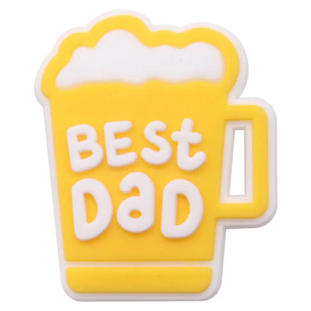 1Pcs I Love Papa Slippers PVC Shoe Button Charms - Best Dad Clog Accessories for DIY, Man Phone Case - Perfect Father's Day Gift for Dad, Husband, Grandfather - Home, Office & Casual Wear