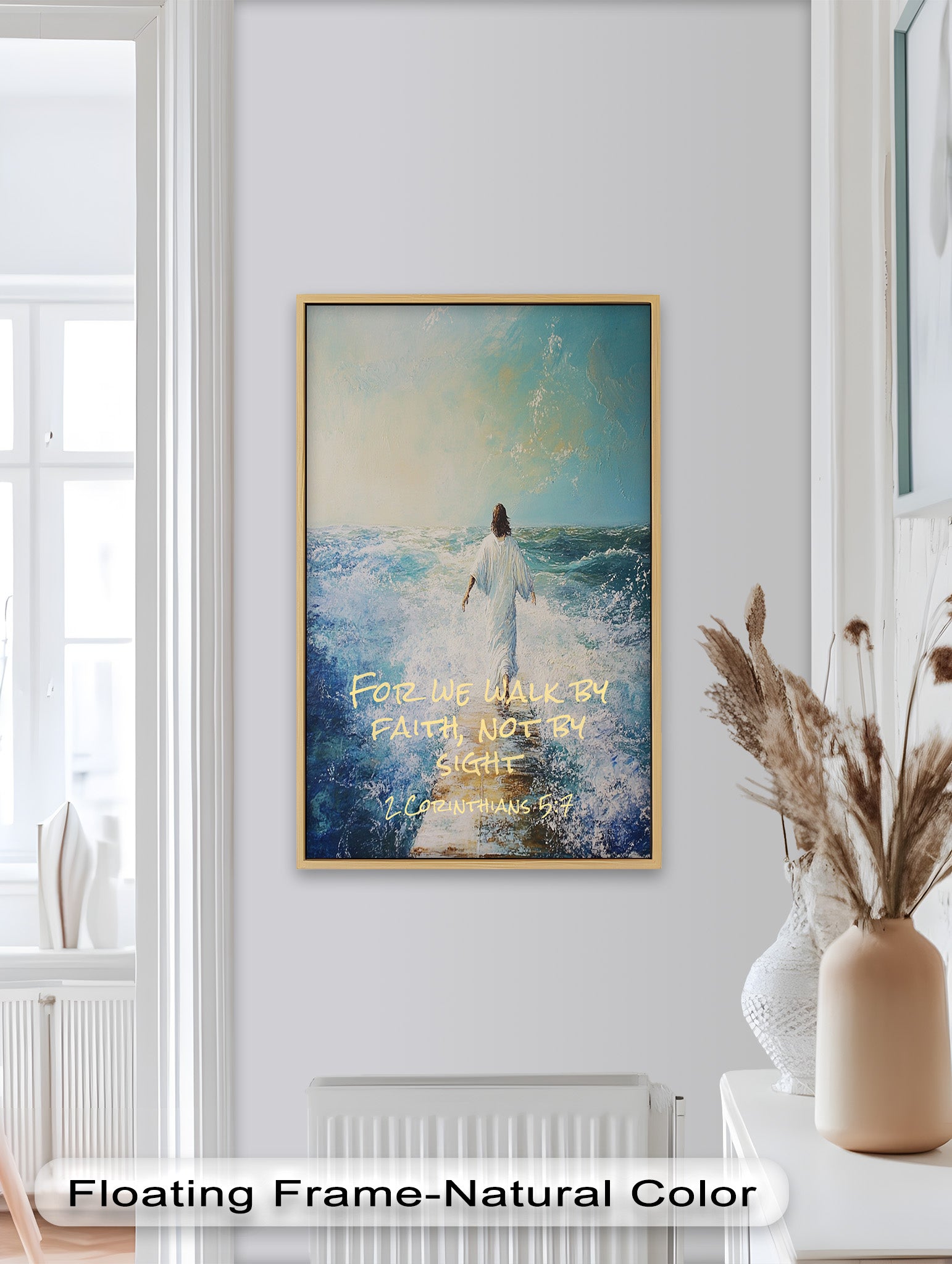 2 Corinthians 5:7 Walk by Faith Bible Verse Oil Painting - Inspirational Christian Wall Art for Home, Church & Office Decor