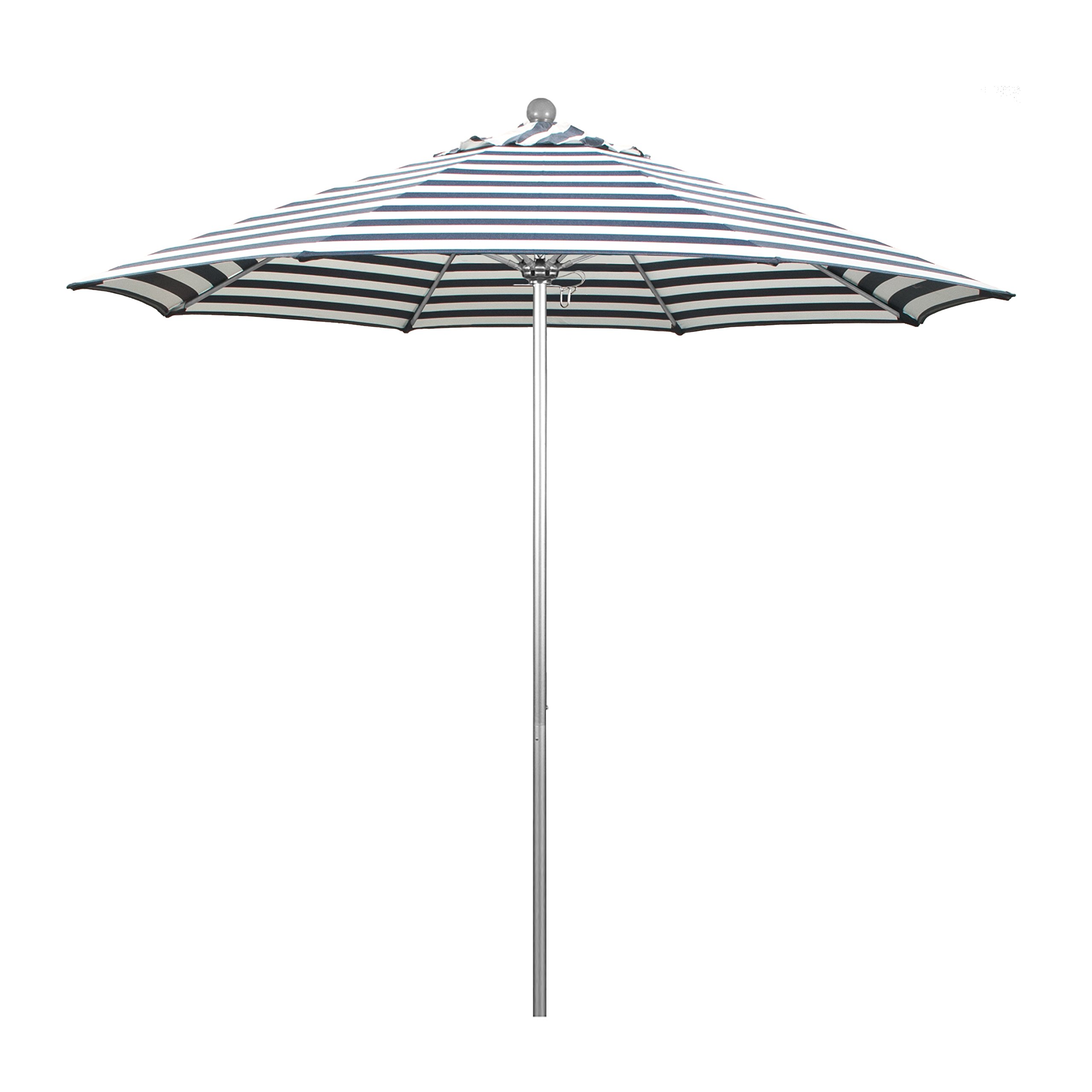 9' Round California Umbrella with Aluminum/Fiberglass Frame & Olefin Fabric - Push Open Design, Silver Pole for Patio, Poolside, and Outdoor Dining Areas