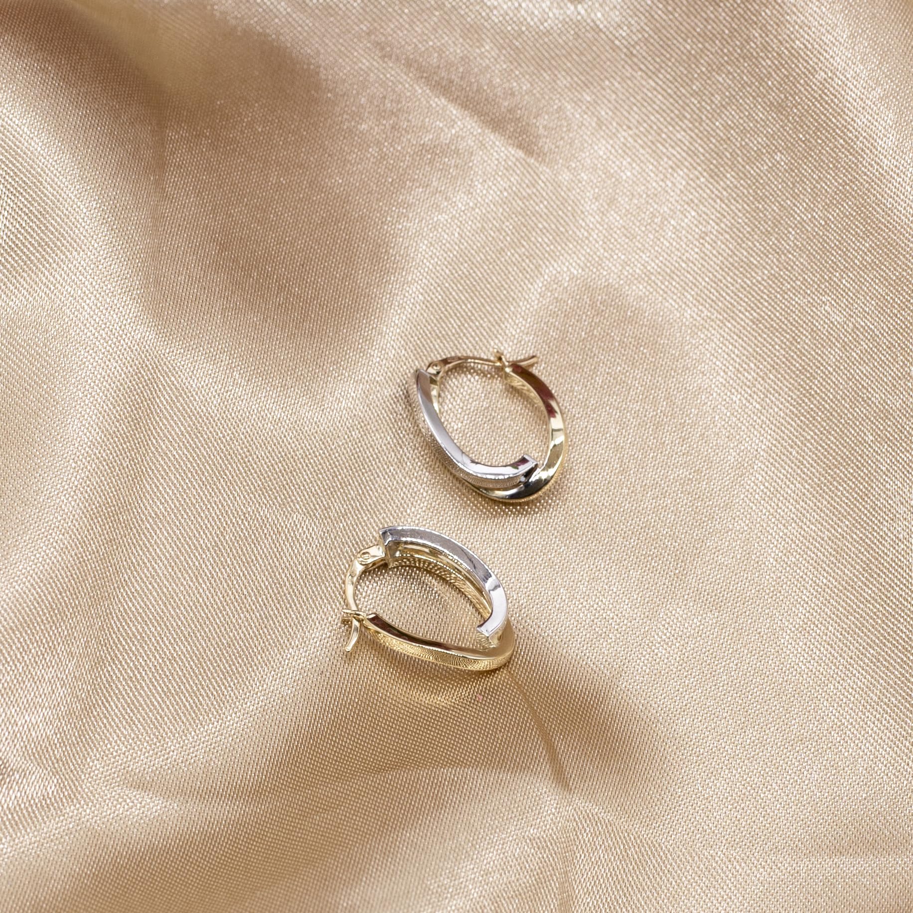 Carissima 9K Two-Tone Gold Wave Creole Earrings for Women | Elegant Hoop Earrings for Everyday Wear & Special Occasions