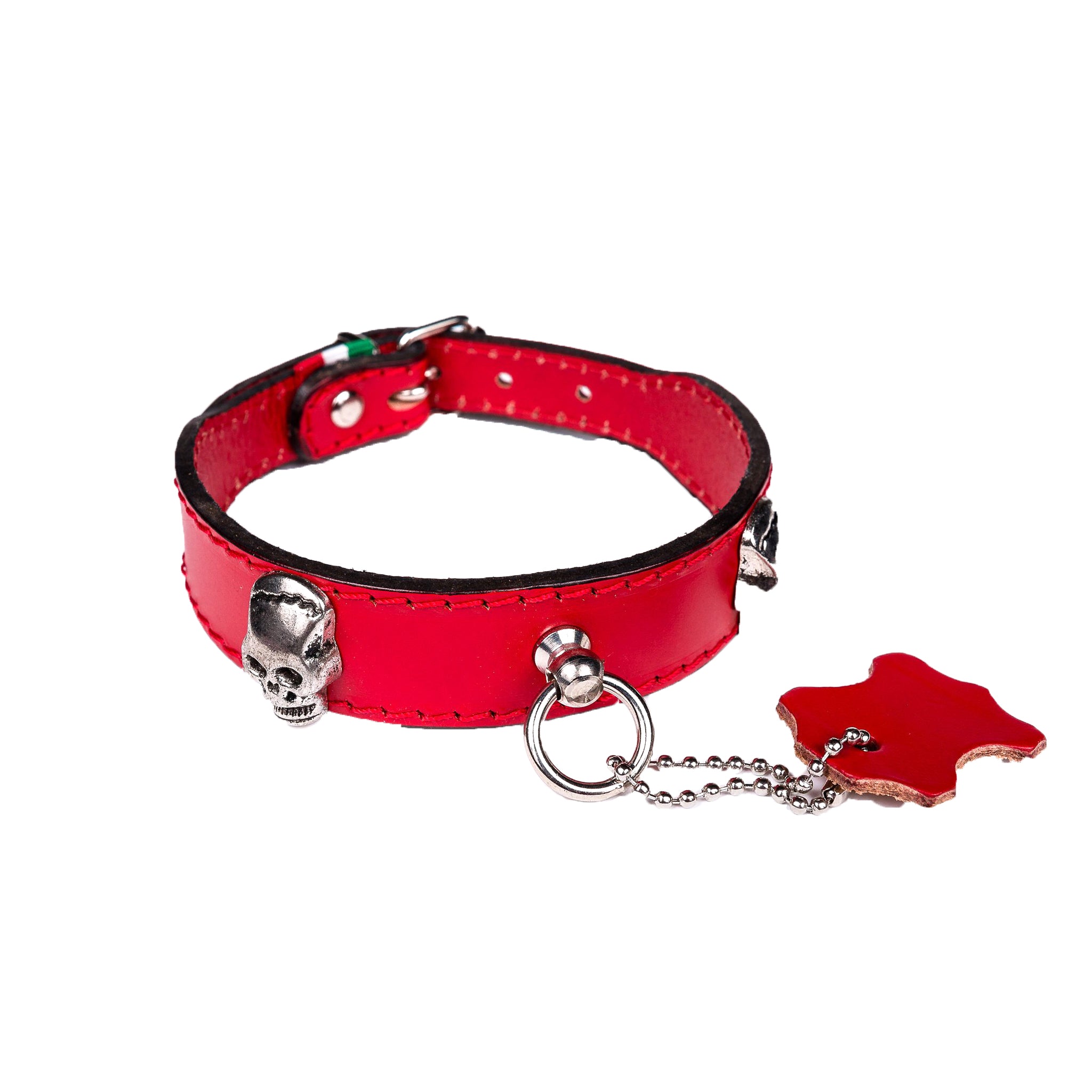 Premium European Leather Skull Dog Collar - Small Size for Small Dogs - Stylish & Durable Pet Accessory for Walking, Training & Fashion