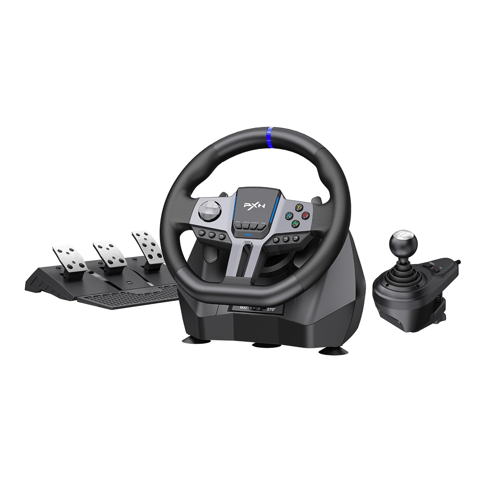 PXN V9 GEN2 Universal USB Racing Wheel - 270/900° Adjustable Steering Wheel with Pedals & Shifter for PC, PS4, PS5, Xbox Series X/S, Nintendo Switch - Perfect for Simulation Games, Drifting & Professional Racing (Ideal for Gran Turismo, Forza Horizon, F1 2023)