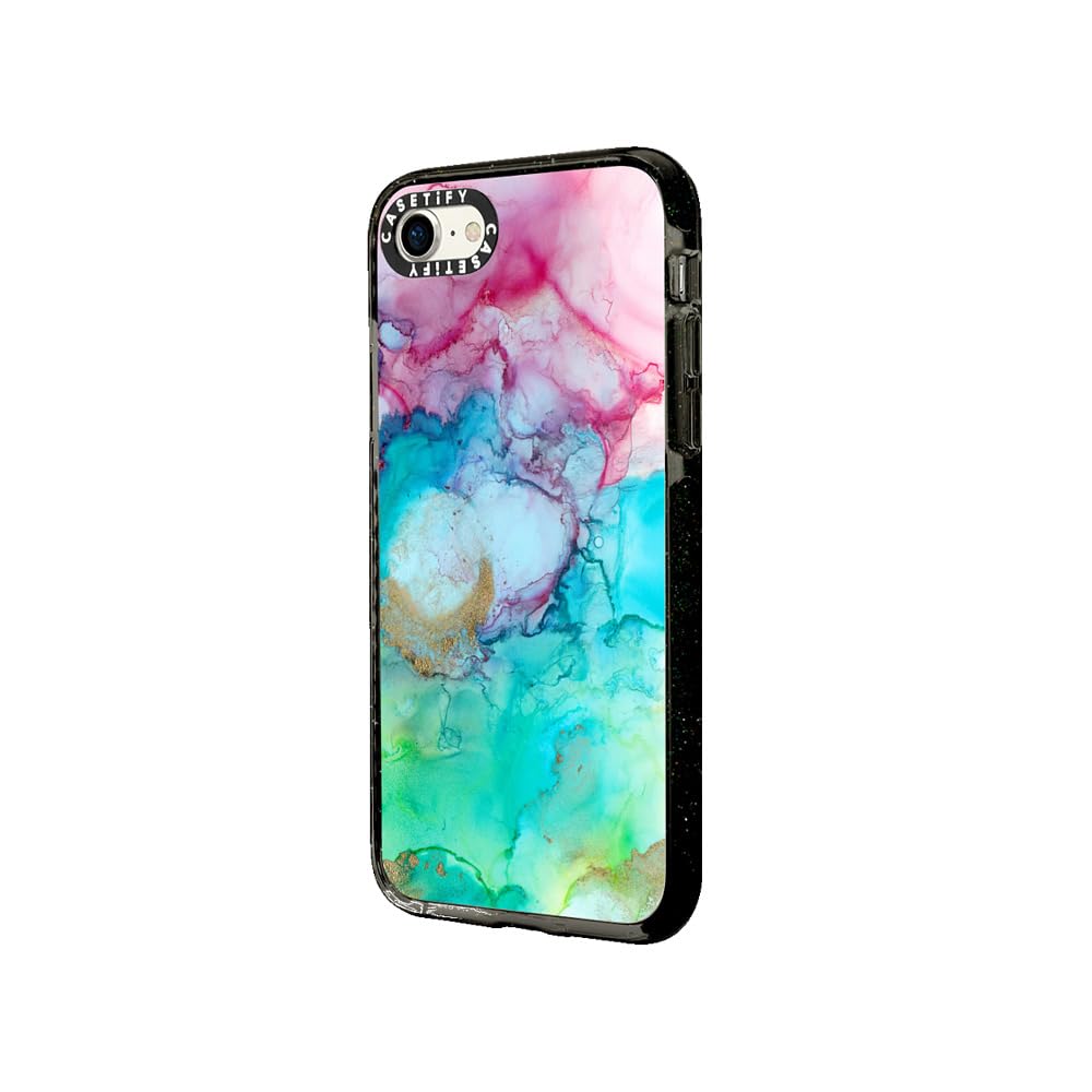 CASETiFY Impact Case for iPhone SE (2020/2022) & iPhone 7/8 - Mermaid Water Design - Clear Black Protective Phone Cover - Perfect for Everyday Use, Travel & Outdoor Activities