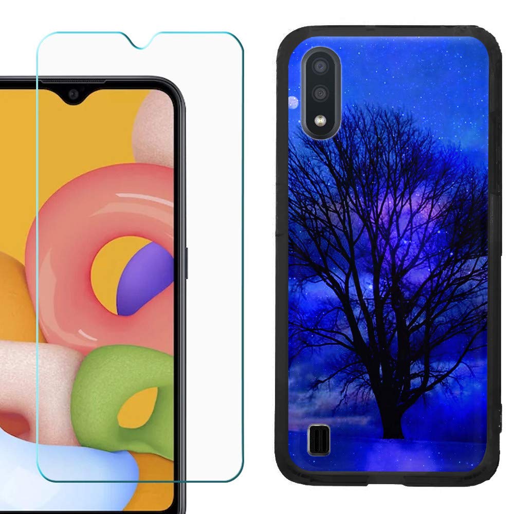 OneToughShield Slim-Fit TPU Phone Case for Samsung Galaxy A01 - Black with Tempered Glass Screen Protector | Durable Protection for Everyday Use, Work & Travel