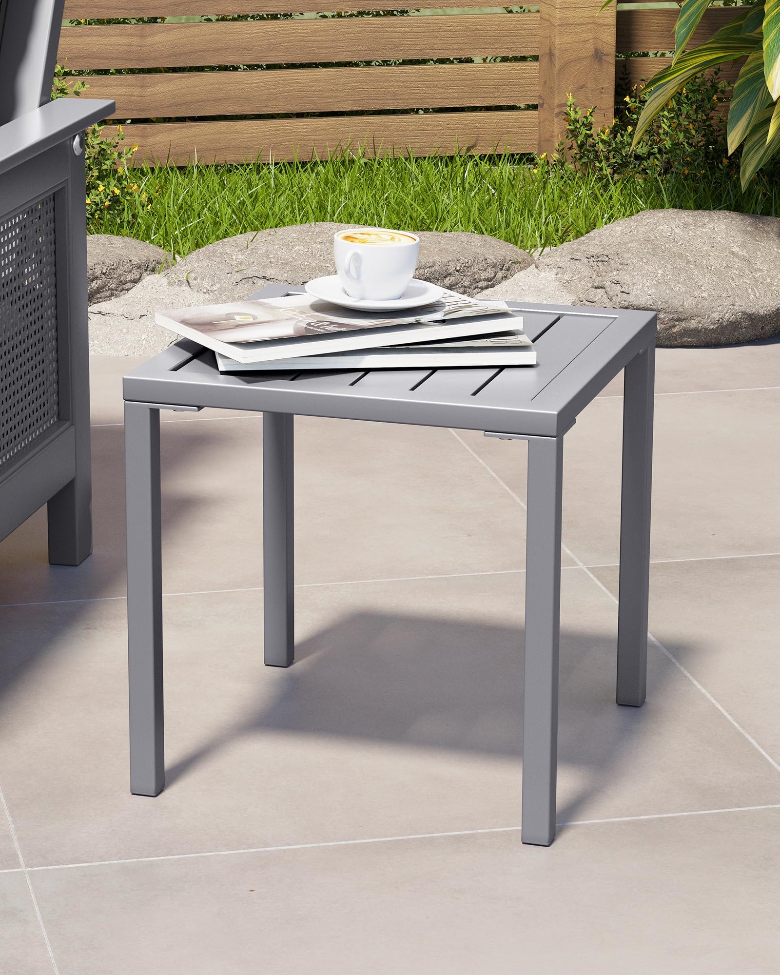 **Crestlive 2-Pack Aluminum Outdoor Side Tables - Weather-Resistant Square Coffee End Tables for Patio, Yard, Garden, Porch & Deck - Perfect for Poolside Lounging & Outdoor Entertaining**