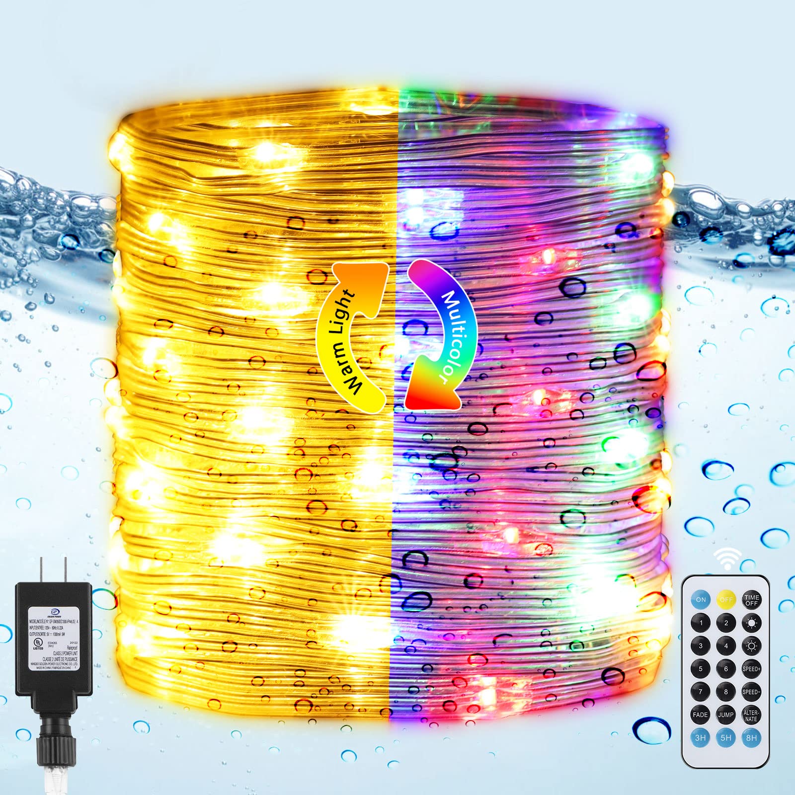 PINPON 65 FT 200 LED Christmas Fairy String Lights - 11 Lighting Modes, Waterproof, Remote Control for Xmas Tree, Home, Party (Warm White & Multicolor) | Indoor & Outdoor Holiday Decor for Garden, Patio, Wedding