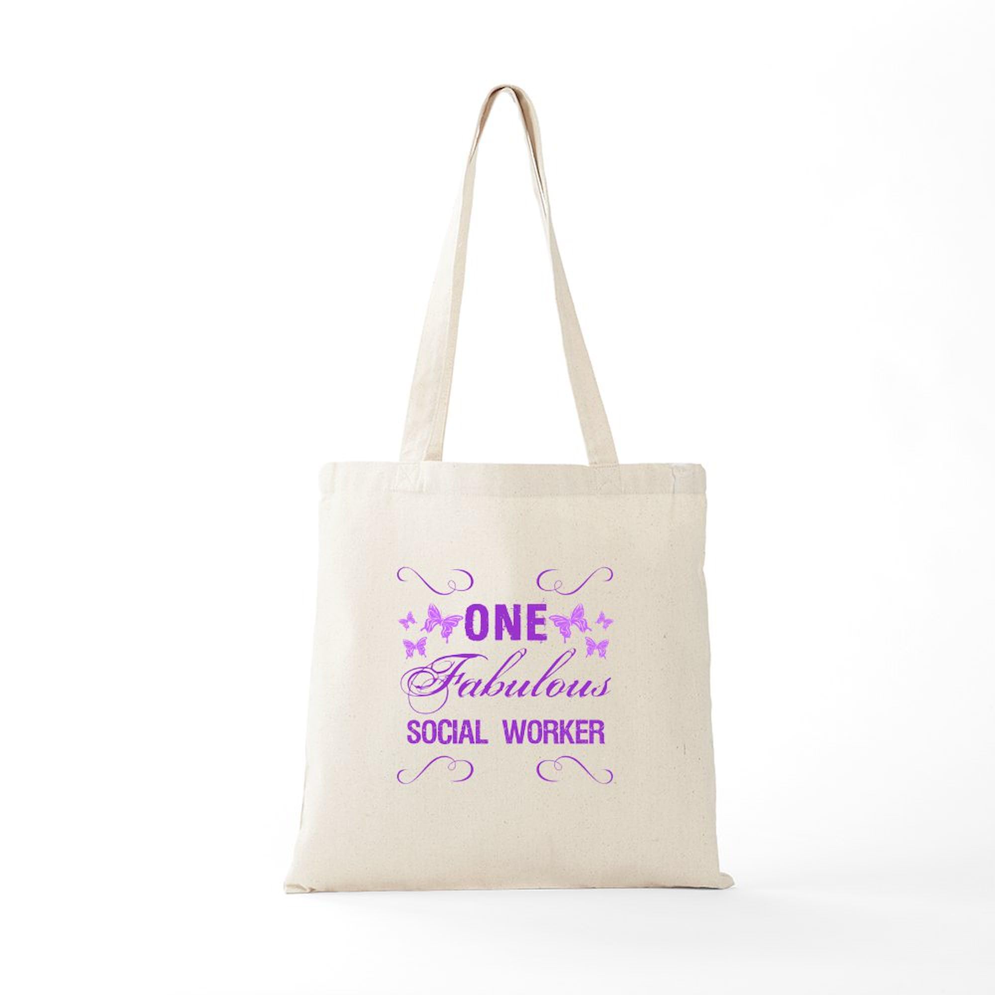 One Fabulous Social Worker Tote Bag - Natural Canvas Reusable Shopping Bag for Work, Groceries & Everyday Use | Eco-Friendly & Durable