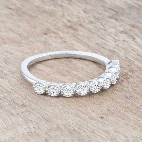 0.27ct Cubic Zirconia Rhodium Plated Delicate Wedding Band Ring - Perfect for Engagement, Anniversary & Everyday Elegant Jewelry Gift