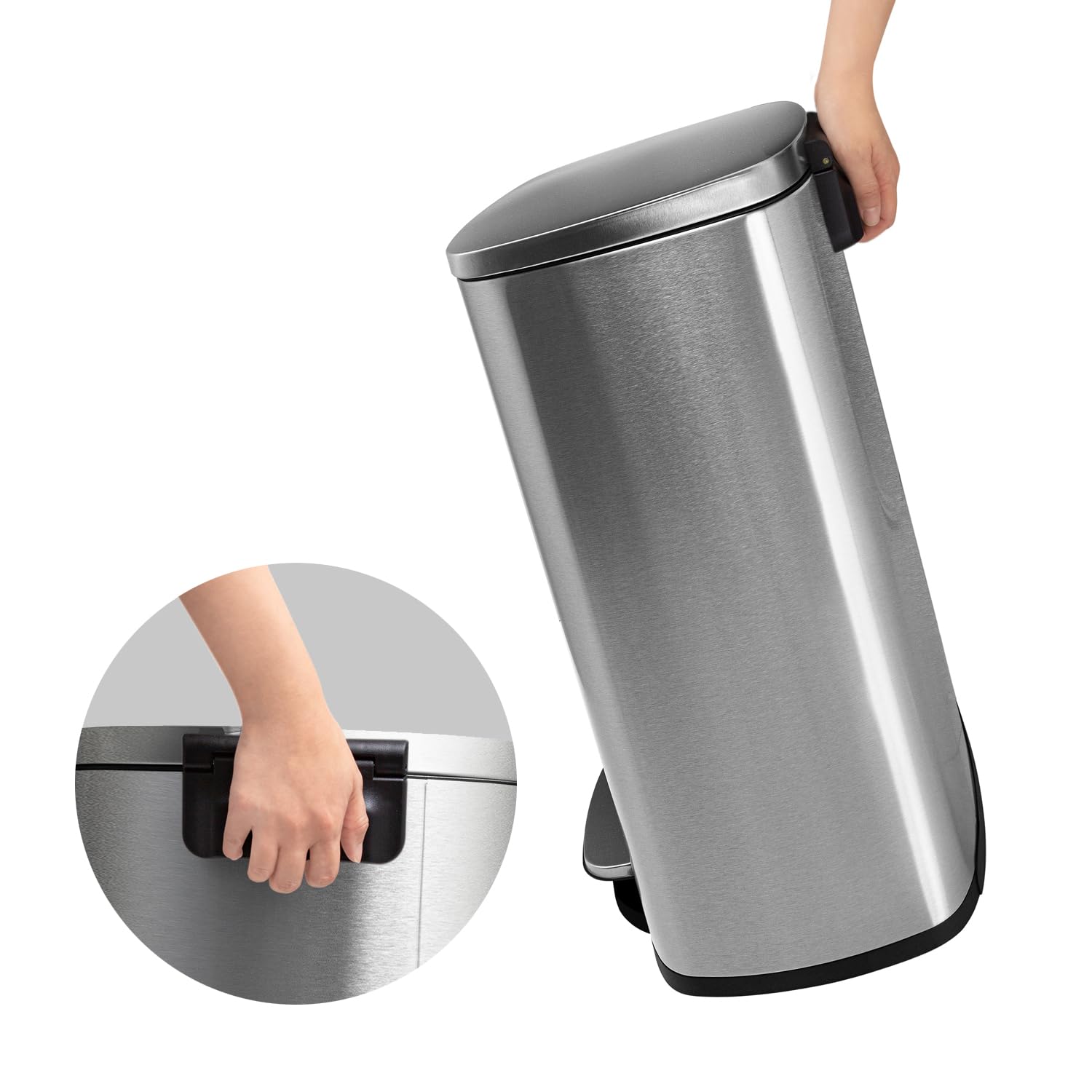 Ninestars SOT-50-8 Step On Trash Can 50L Large Stainless Steel Garbage Bin with Foot Pedal - Perfect for Kitchen, Office, Bathroom & Home Waste Disposal