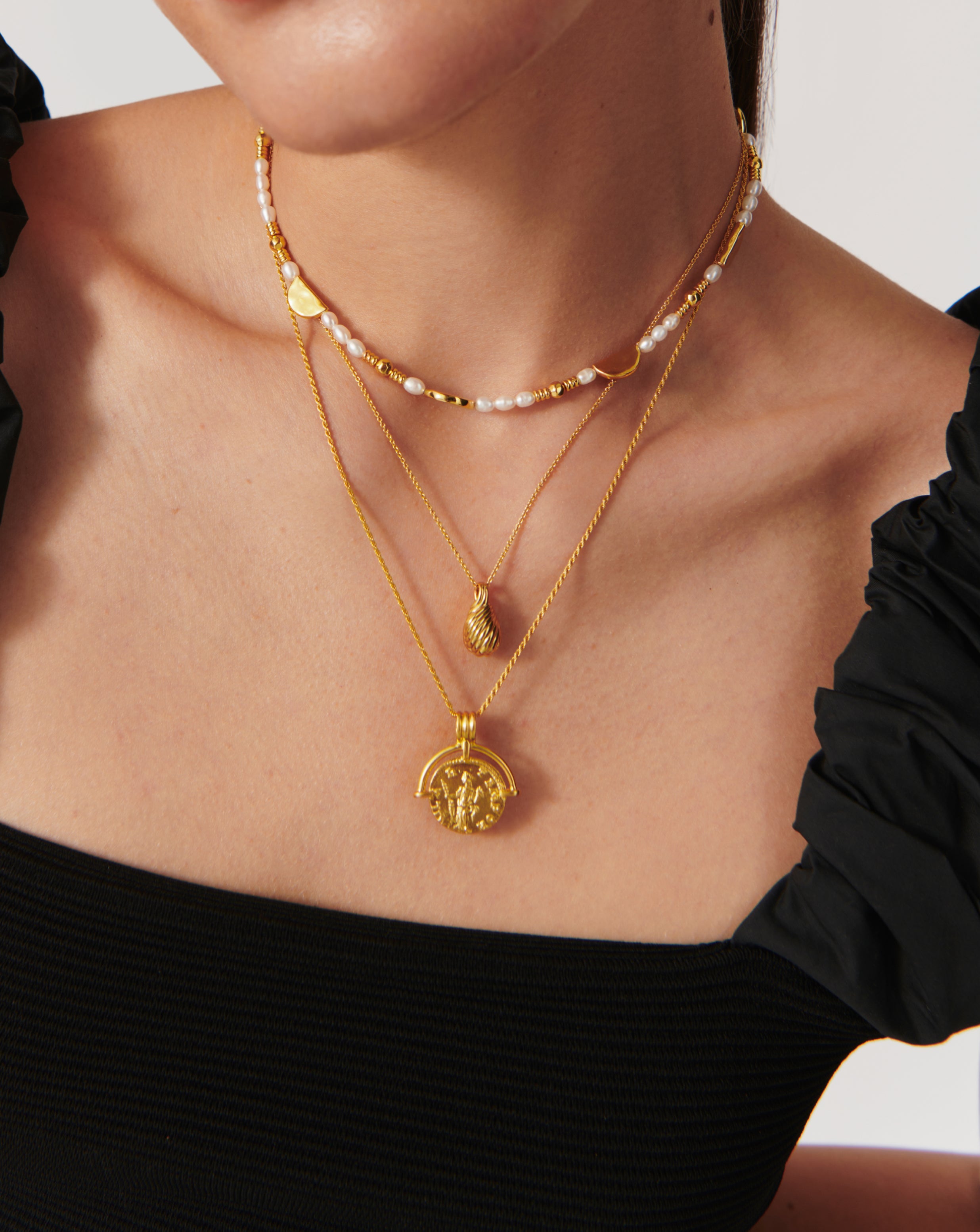 Wavy Ridge Droplet Pendant Necklace - Elegant Layering Jewelry for Women | Perfect for Date Night, Wedding & Everyday Wear