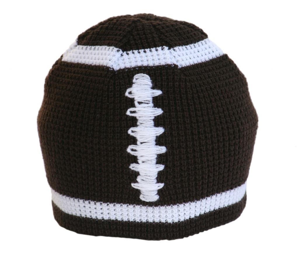 Boys Brown Football Knitted Beanie - Warm Winter Hat for Kids Toddler & Infant - Perfect for Cold Weather, Outdoor Sports & Football Games