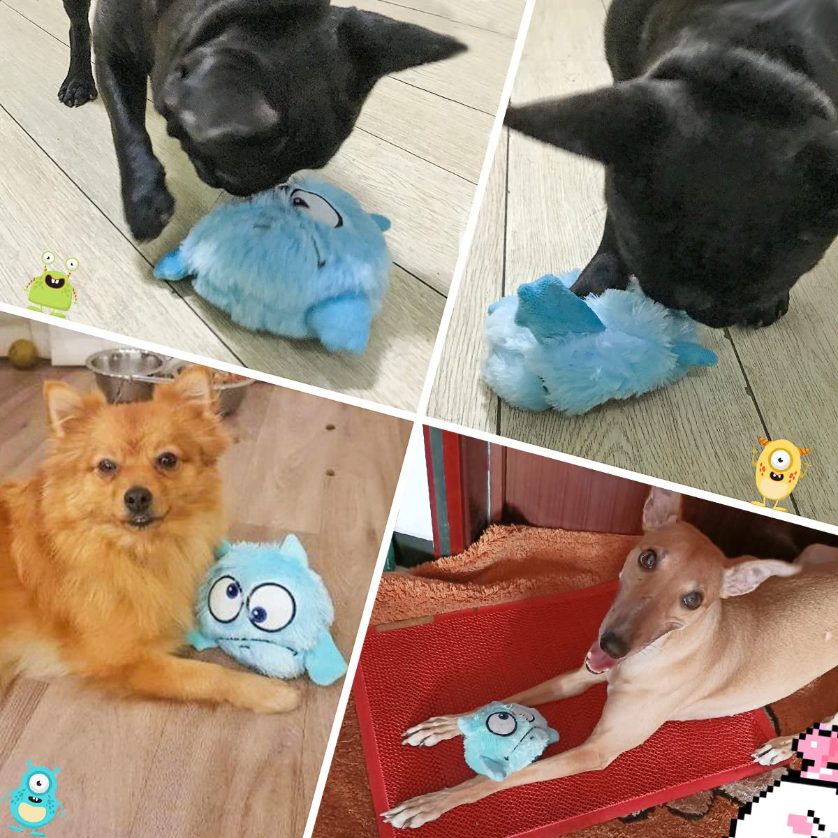 2-in-1 Interactive Dog Toys with Squeaky Plush & Balls - Fun Halloween & Christmas Pet Gifts for Small, Medium & Large Dogs (Blue Monster Design) - Perfect for Indoor Play, Training & Bonding Time